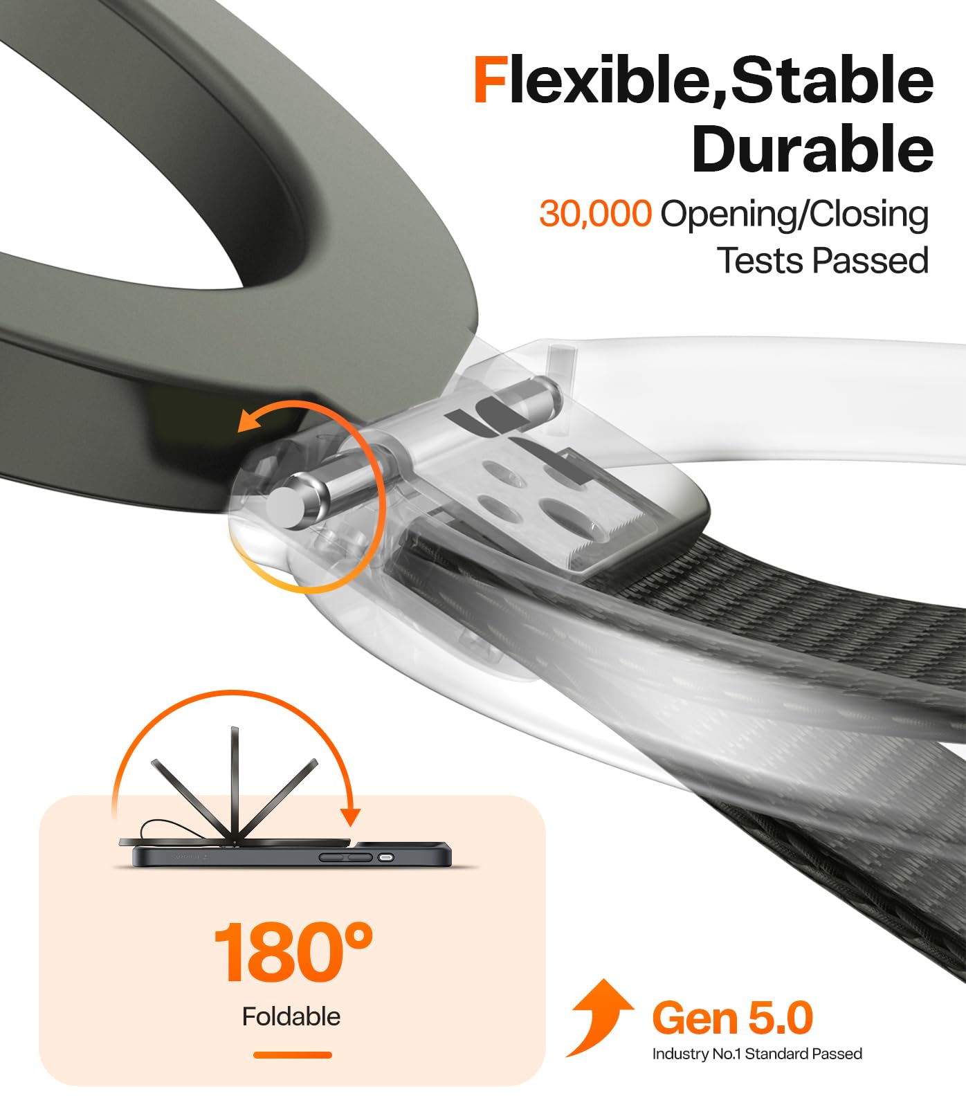 TORRAS 2025 Upgrade (Gen 6.0) Magnetic Phone Grip Holder Kickstand with Braided Strap, Fit for MagSafe Ring Removable, for iPhone 17 16,15, 14, 13 12 Pro/Max Samsung Galaxy, Google, Bronze Black - Image 4