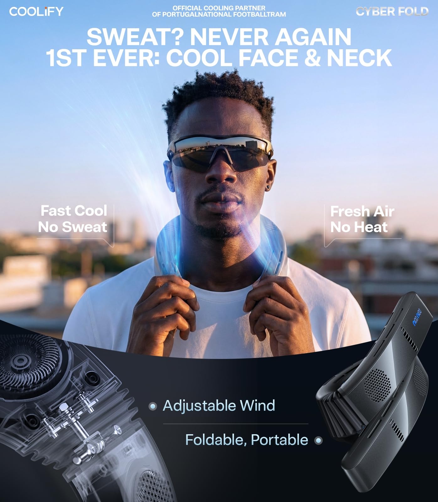 TORRAS 2026 COOLiFY Cyber Fold AI Neck Air Conditioner, Ultimate Cooling Max Cooling Area Neck Fan, Adjustable Strong Wind Neck Cooler for Neck & Face, Rechargeable Portable for Travel Outdoor, Black - Image 5