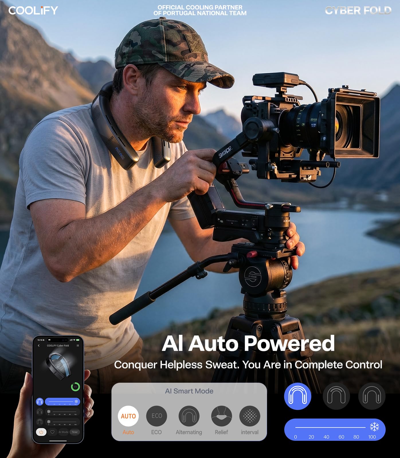 TORRAS 2026 COOLiFY Cyber Fold AI Neck Air Conditioner, Ultimate Cooling Max Cooling Area Neck Fan, Adjustable Strong Wind Neck Cooler for Neck & Face, Rechargeable Portable for Travel Outdoor, Black - Image 6