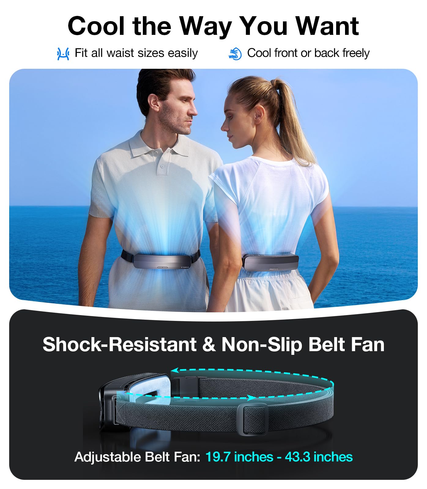 TORRAS 2026 Top Portable Waist Fan COOLiFY Zone 3, Ultra-Light Personal Wearable Belt Fan, 26ft/s Strongest Wind for Full Body Cooling【No.1 Cooling Area & Cool Tech】 Rechargeable for Outdoor/Jobsite - Image 6