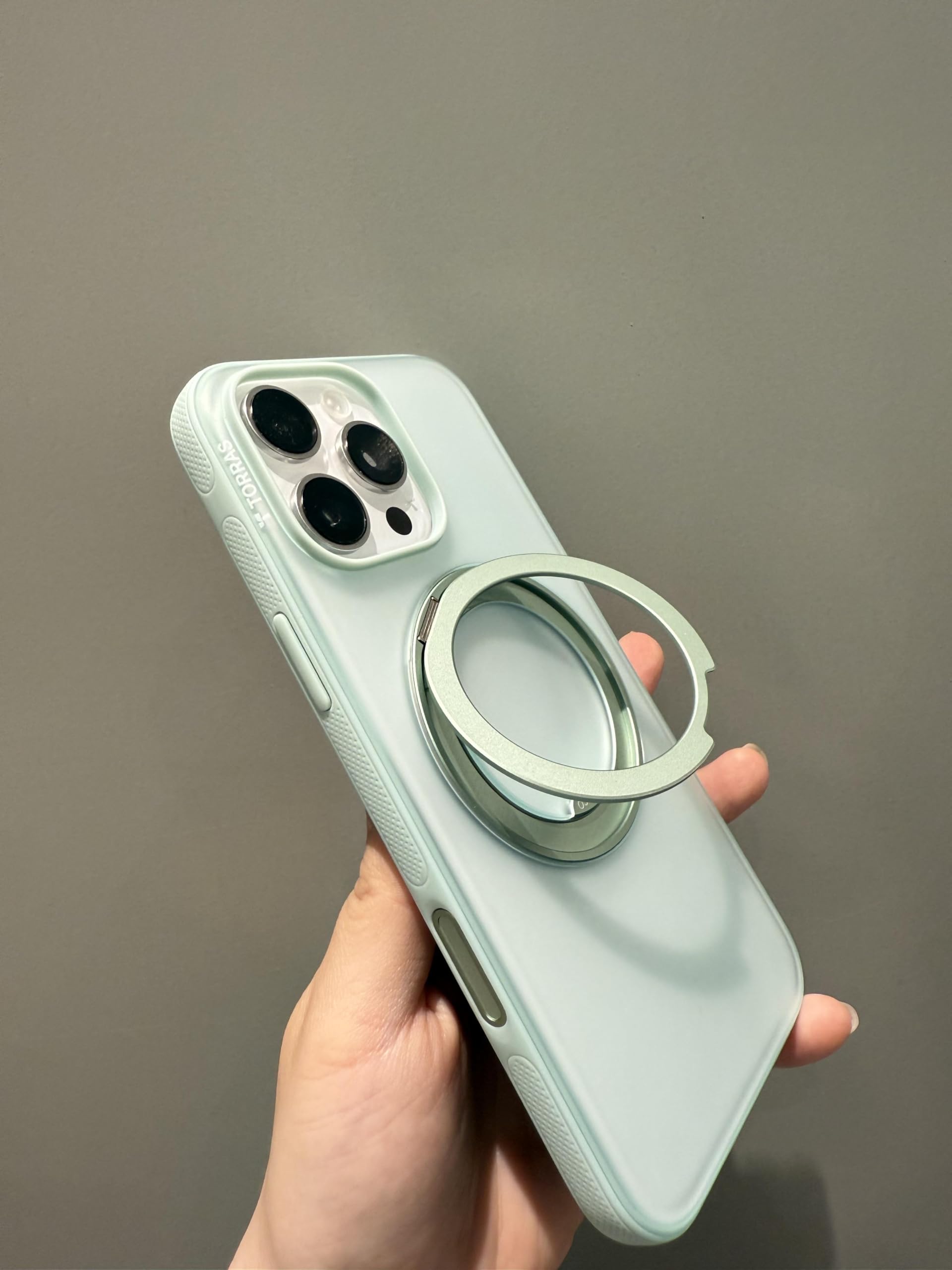 TORRAS 360 Magnetic Stand for iPhone 16 Pro Max Case[Fit for MagSafe][Camera Control Button][Mil-Grade Protection] Slim, Rotatable Kickstand, Translucent Mint Green 6.9", Ostand OFitness Series - Image 8