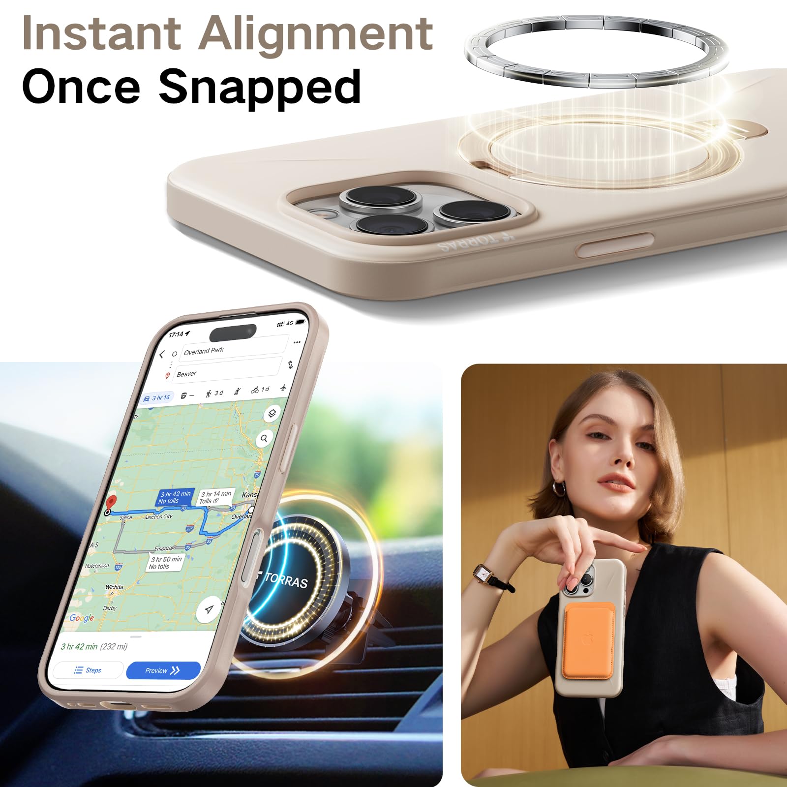 TORRAS 360° Spin Mag Stand for iPhone 16 Pro Max Case, Fit for Magsafe, Mil-STD Protective Hard PC Scratch-Resistant Ostand Case for iPhone 16 Pro Max Phone Case Desert Titanium, Dune Beige, 6.9 inch - Image 4