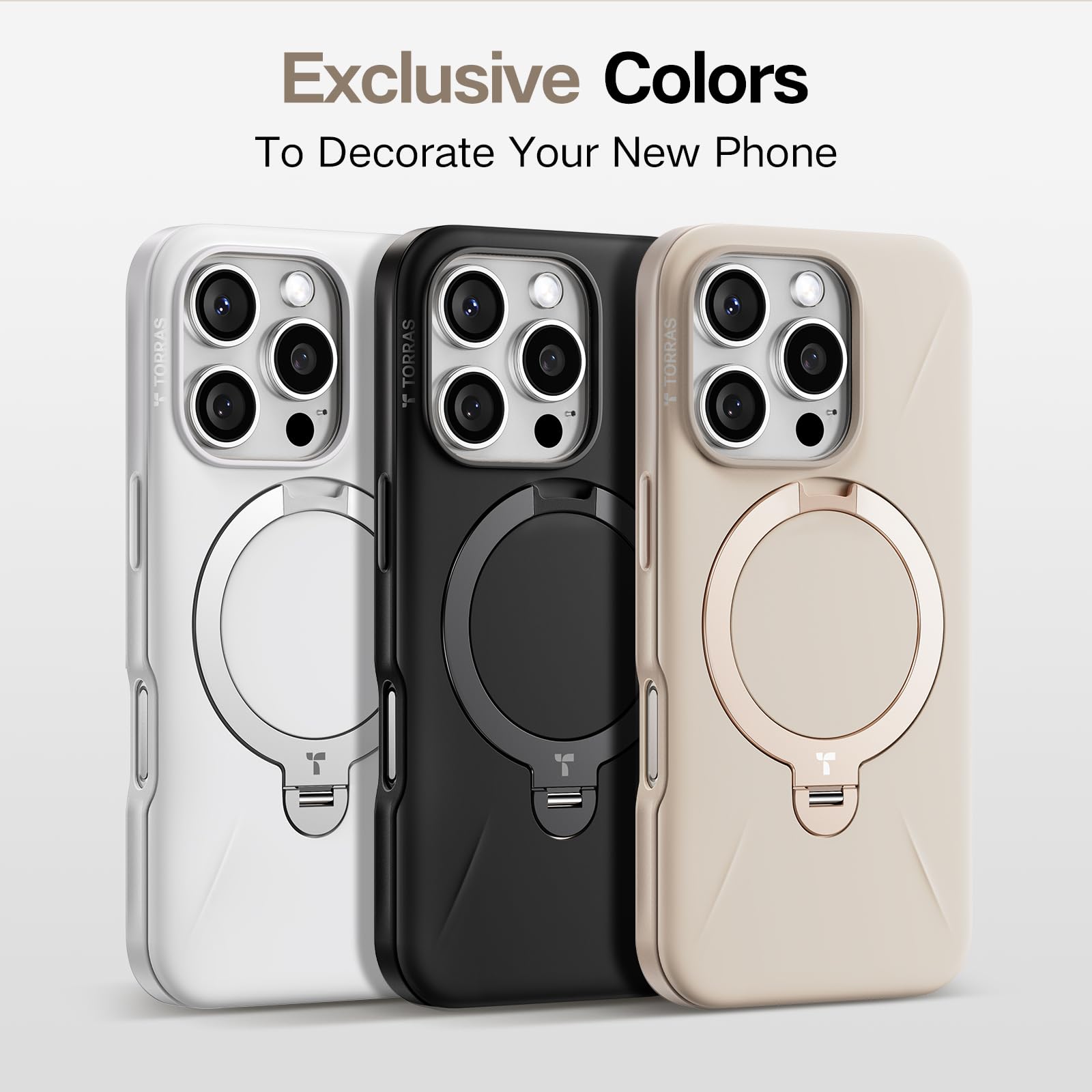 TORRAS 360° Spin Mag Stand for iPhone 16 Pro Max Case, Fit for Magsafe, Mil-STD Protective Hard PC Scratch-Resistant Ostand Case for iPhone 16 Pro Max Phone Case Desert Titanium, Dune Beige, 6.9 inch - Image 8