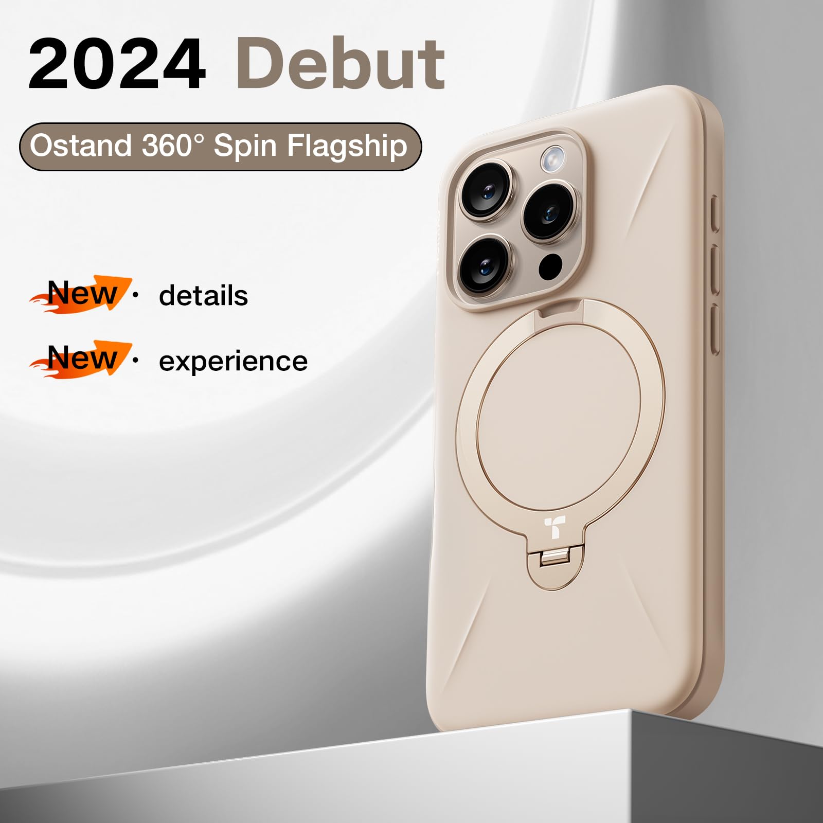 TORRAS 360° Spin Mag Stand for iPhone 16 Pro Max Case, Fit for Magsafe, Mil-STD Protective Hard PC Scratch-Resistant Ostand Case for iPhone 16 Pro Max Phone Case Desert Titanium, Dune Beige, 6.9 inch - Image 9