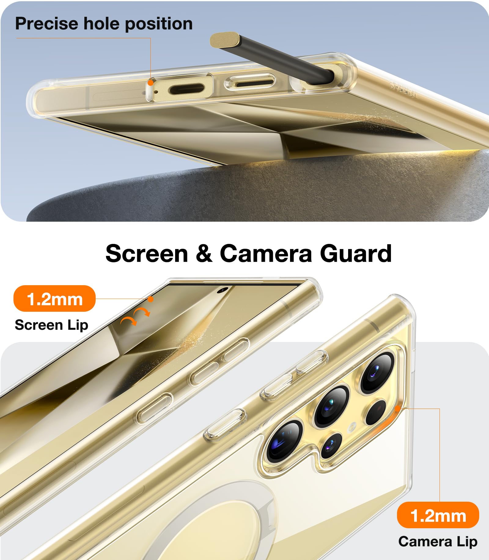 TORRAS 360°Spin Magnetic Kickstand for Samsung Galaxy S24 Ultra Case, Compatible with Magsafe, Transparent Slim Protective S24 Ultra Phone Case with Stand&Ring Holder, Ostand Spin, Clear - Image 6