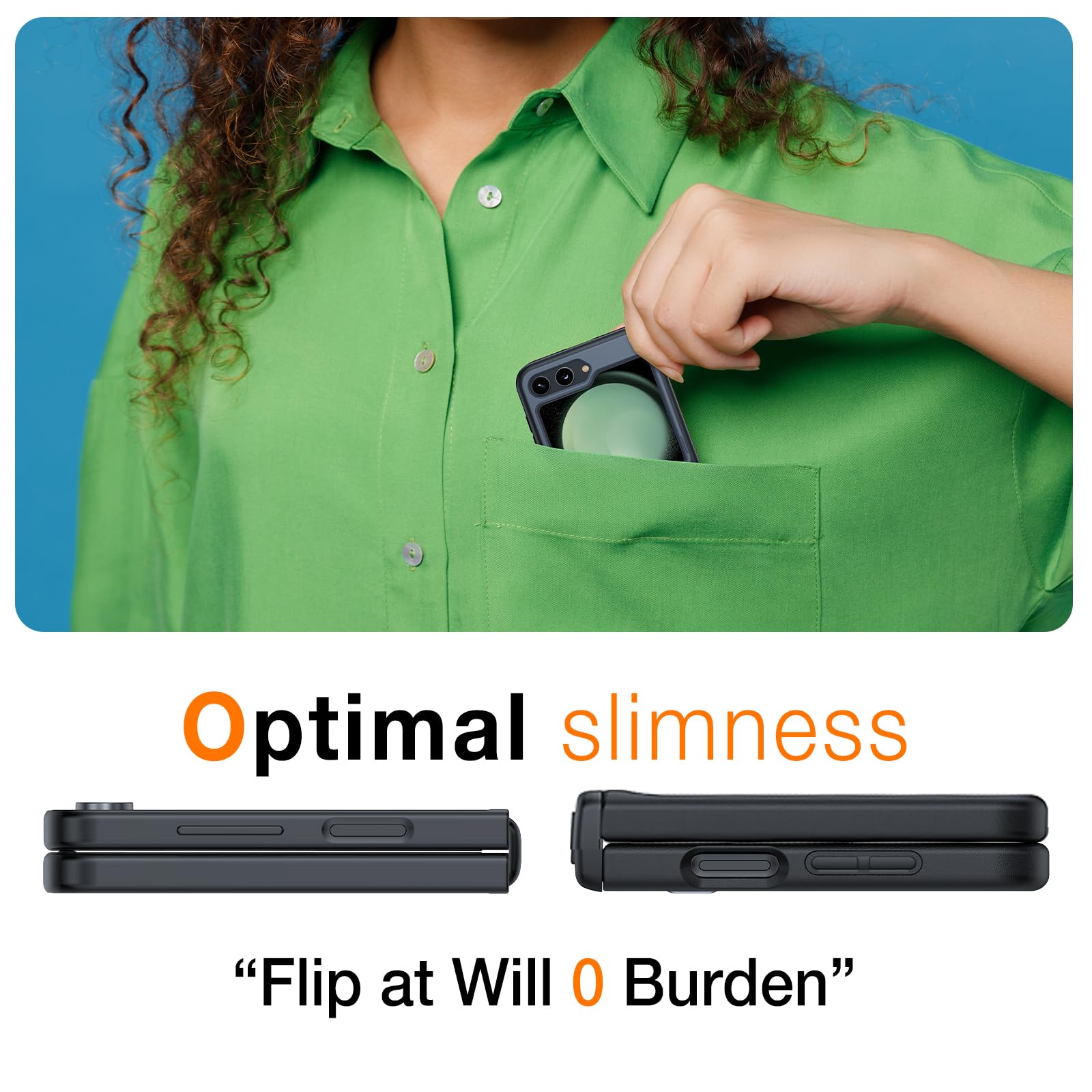 TORRAS Armor Stand for Samsung Galaxy Z Flip 5 Case with Hinge Cover & Build-in Stand, Military Grade Drop Protection, Heavy Duty Matte Hard Slim Case for Samsung Flip 5 Case Black - Image 5