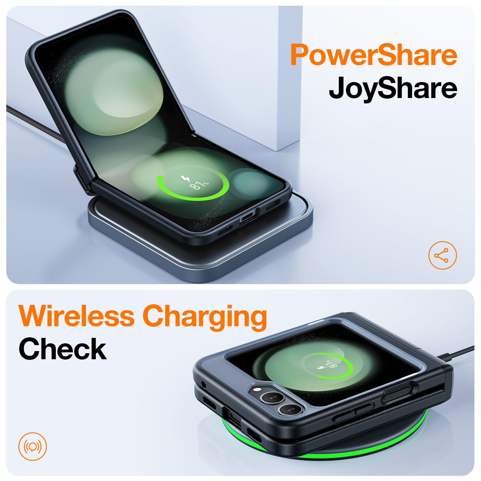 TORRAS Armor Stand for Samsung Galaxy Z Flip 5 Case with Hinge Cover & Build-in Stand, Military Grade Drop Protection, Heavy Duty Matte Hard Slim Case for Samsung Flip 5 Case Black - Image 6