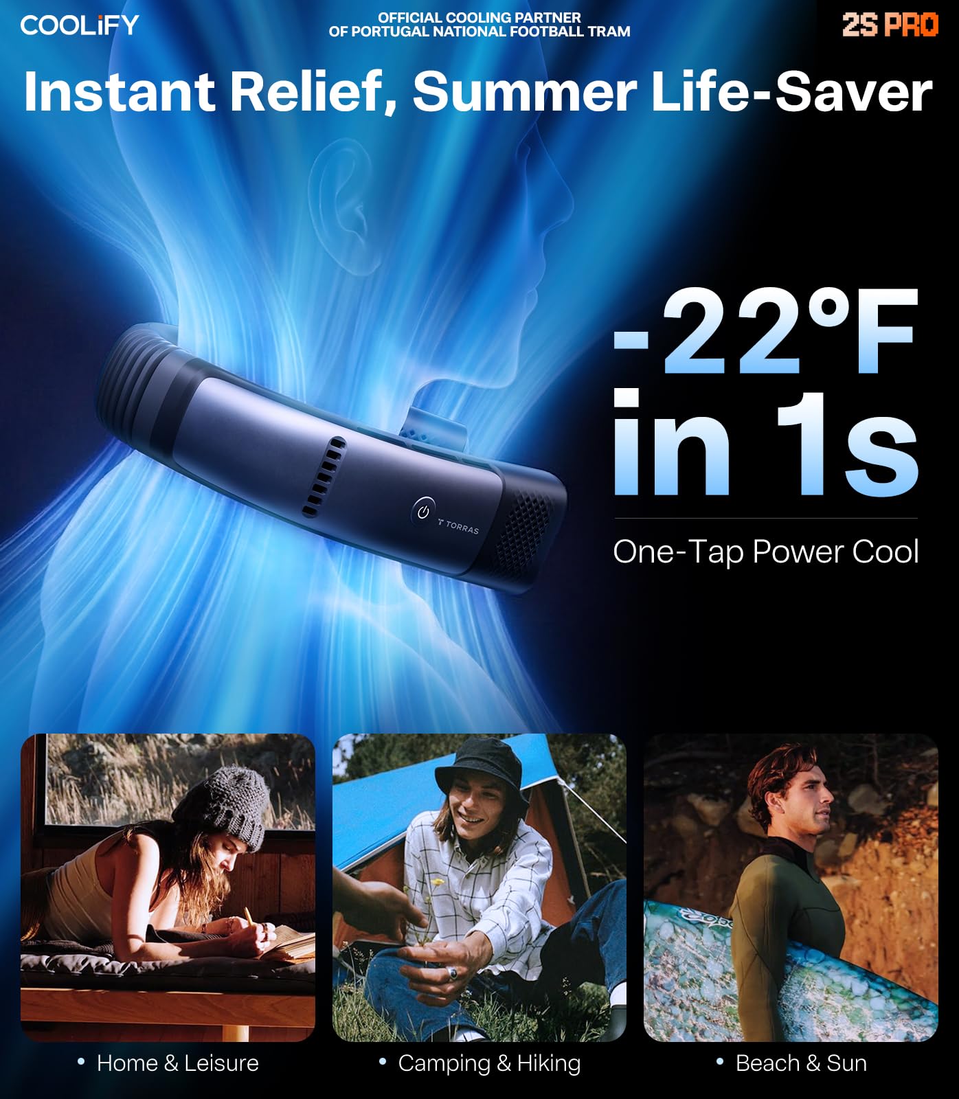 TORRAS Coolify 2026 Neck Air Conditioner 2S PRO, Ice-Feel Semiconductor Cooling Neck Cooler & Personal Air Conditioner for Golf, City Walk, Vacation Travel & Music Festival, Premium Summer Gift, Black - Image 3