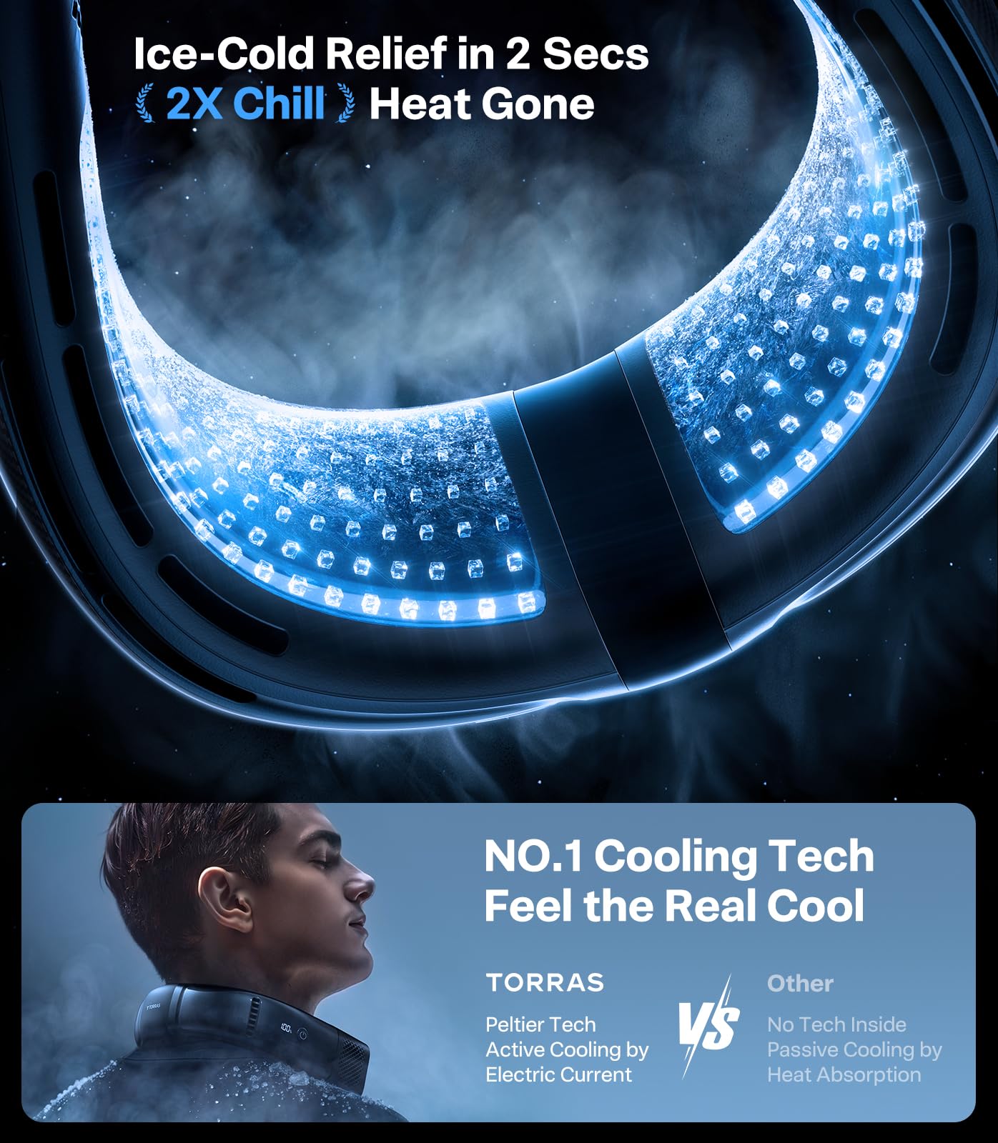 TORRAS COOLiFY 2S Lite Neck Air Conditioner, Long Battery Life Cooling Neck Fan, Lightweight & Comfortable, Hands-Free Wearable AC for Commute, Work, Travel. Black - Image 4