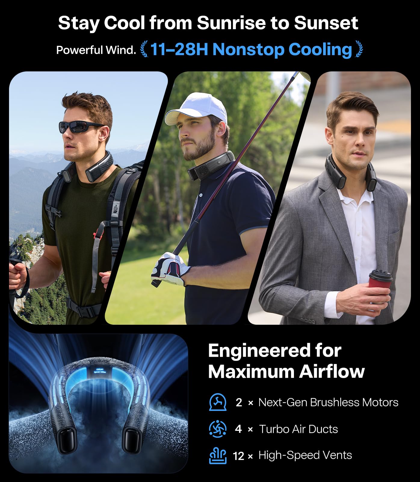 TORRAS COOLiFY 2S Lite Neck Air Conditioner, Long Battery Life Cooling Neck Fan, Lightweight & Comfortable, Hands-Free Wearable AC for Commute, Work, Travel. Black - Image 5