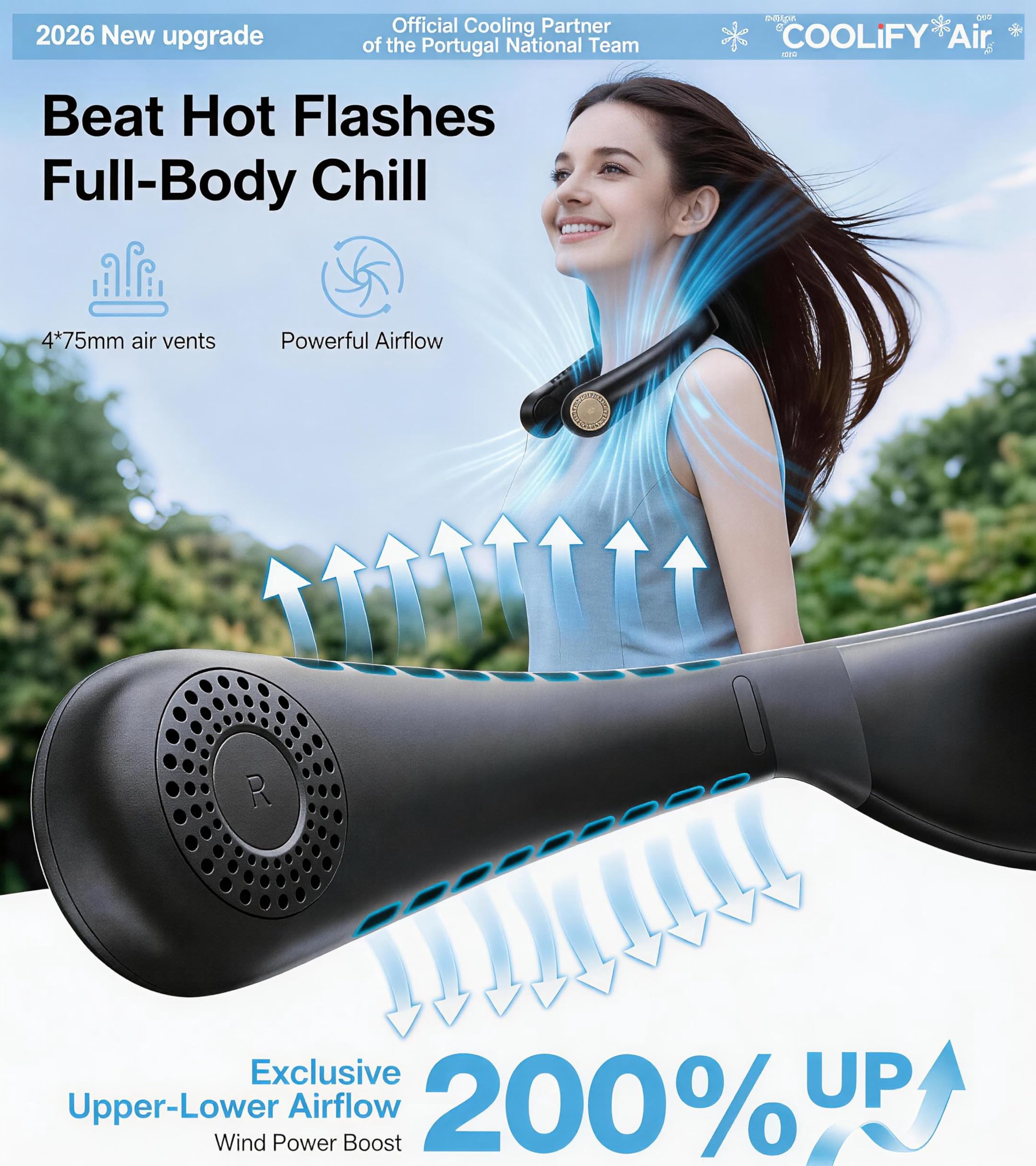 TORRAS COOLiFY Air 2026 Upgraded Neck Fan Air Conditioner, Dual-Airflow Pro Cooling, Ultra Light Portable Fan Rechargeable, Personal Cooling Fan Travel Essentials, Gift for Mom Wife Mother, Black - Image 4