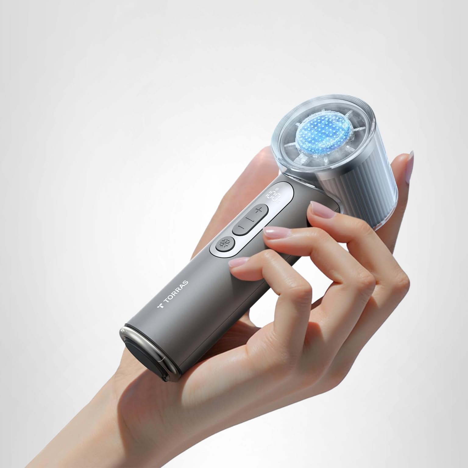 TORRAS COOLiFY iva Handheld Fan with Ice Cooler, 0-100 Adjustable Speed, Super Mini Powerful Portable Fan 5000mAh Rechargeable, Hand Fans for Travel Essentials, Outdoor, Gift for Dad Women, Charcoal - Image 10