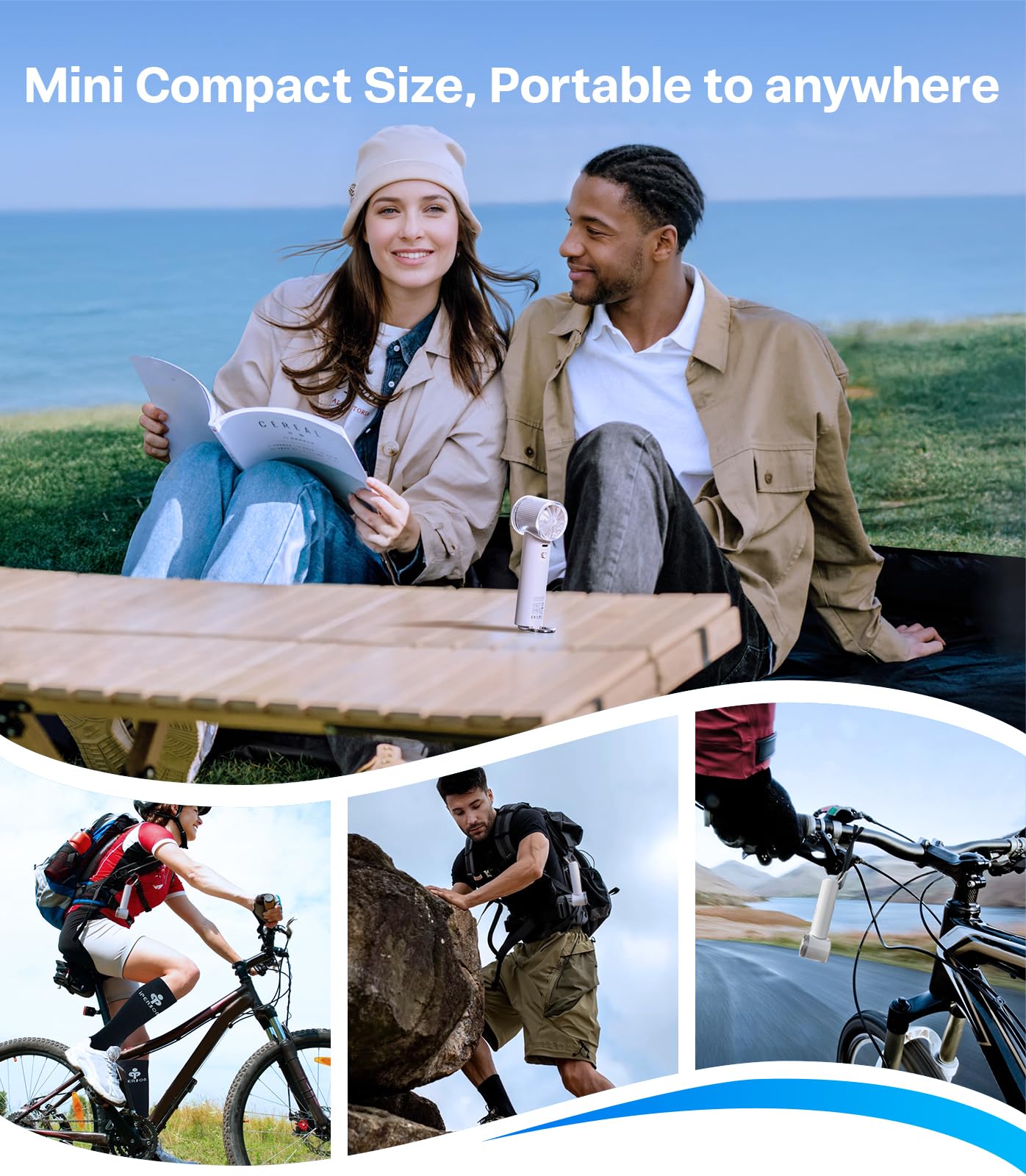 TORRAS COOLiFY iva Handheld Fan with Ice Cooler, 0-100 Adjustable Speed, Super Mini Powerful Portable Fan 5000mAh Rechargeable, Hand Fans for Travel Essentials, Outdoor, Gift for Dad Women, Charcoal - Image 5