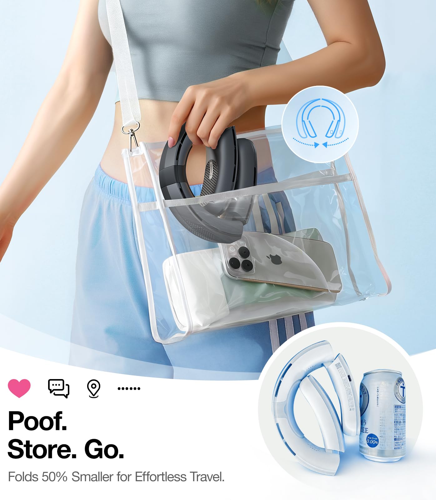 TORRAS COOLiFY Lite Neck Fan, Industry’s Strongest Power, Portable Neck Fan with 14H Battery, 360° Cooling Neck Fan, Lightweight & Foldable Neck Fans for Outdoor, Travel, Women, Black - Image 5