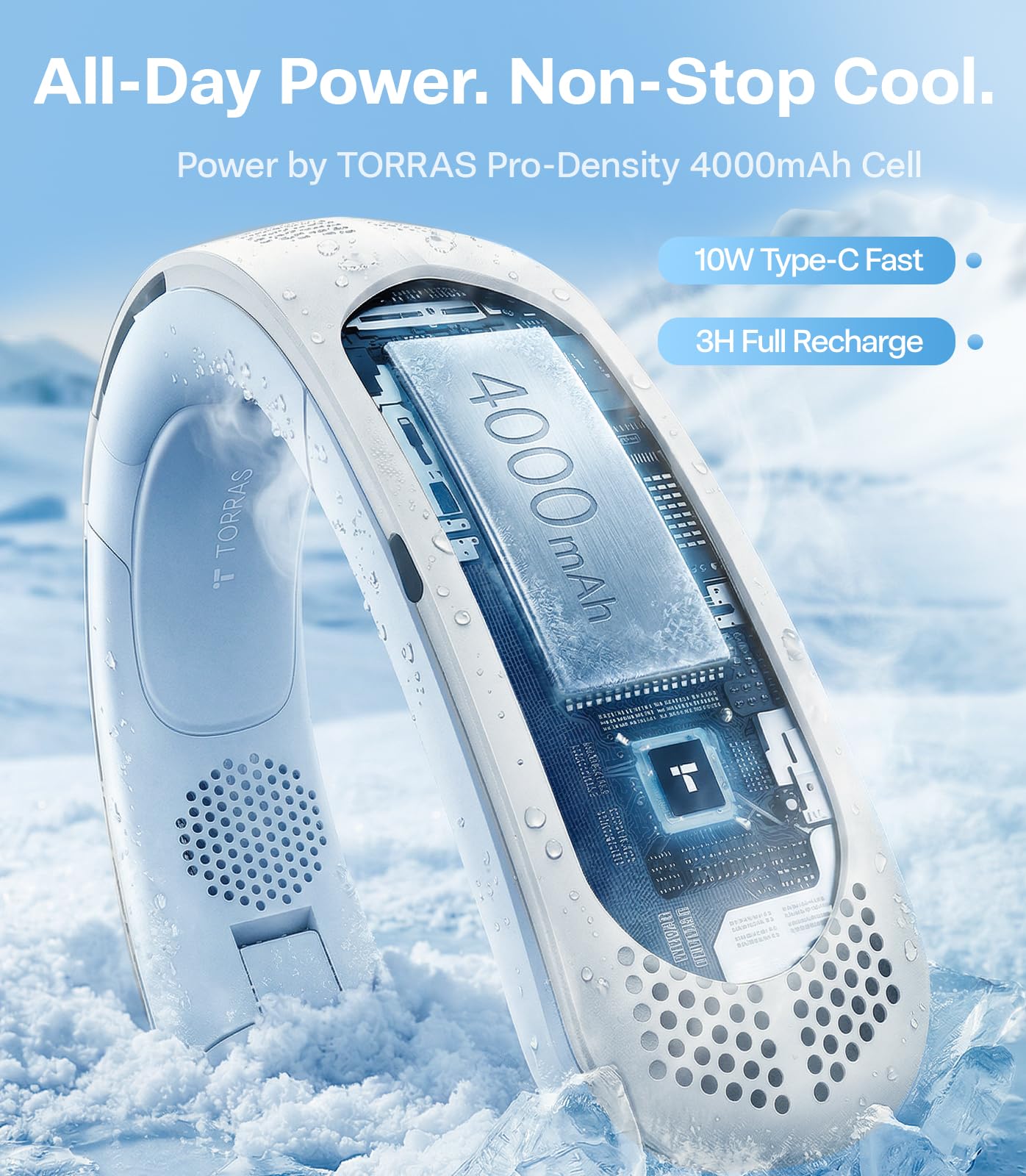 TORRAS COOLiFY Lite Neck Fan, Industry’s Strongest Power, Portable Neck Fan with 14H Battery, 360° Cooling Neck Fan, Lightweight & Foldable Neck Fans for Outdoor, Travel, Women, Black - Image 6