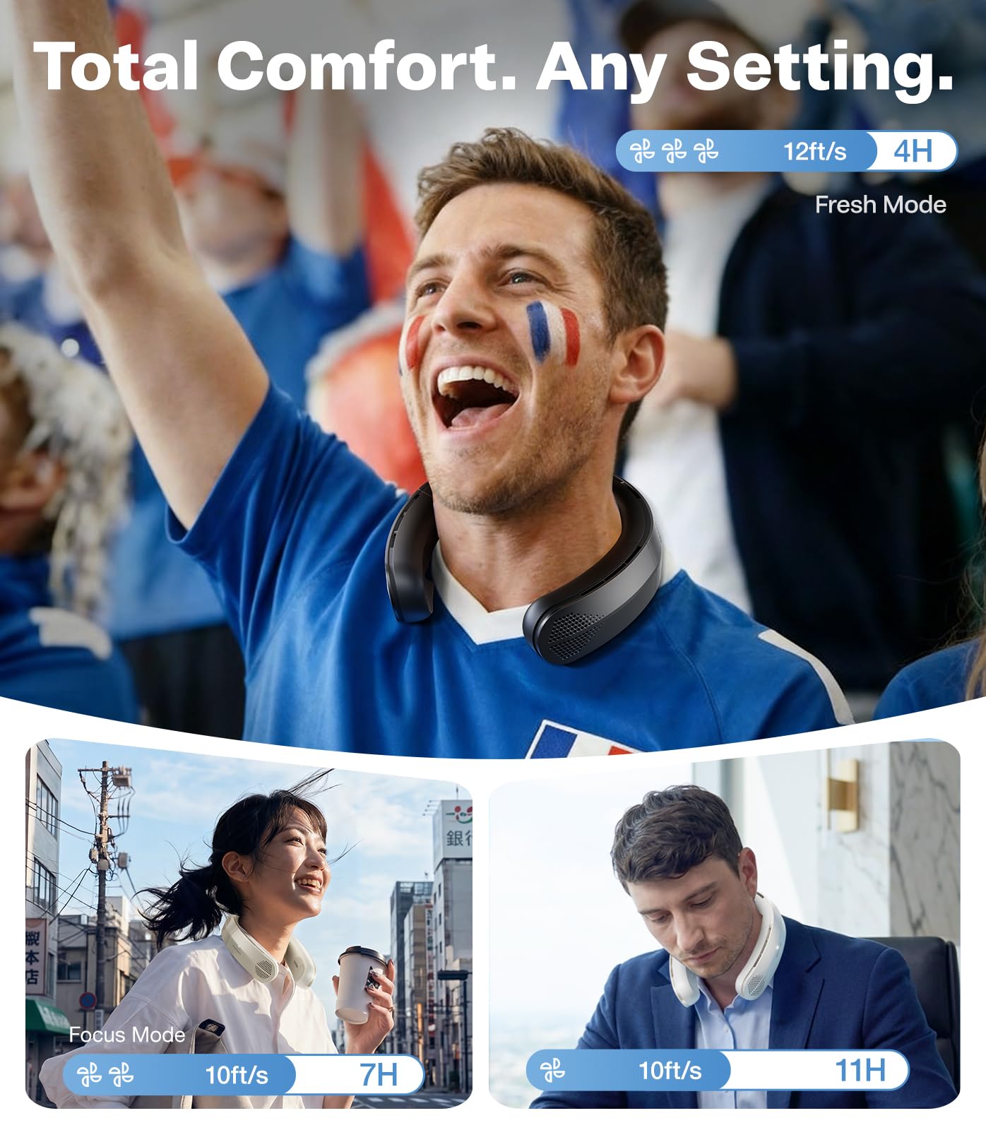 TORRAS COOLiFY Lite Neck Fan, Industry’s Strongest Power, Portable Neck Fan with 14H Battery, 360° Cooling Neck Fan, Lightweight & Foldable Neck Fans for Outdoor, Travel, Women, Black - Image 7