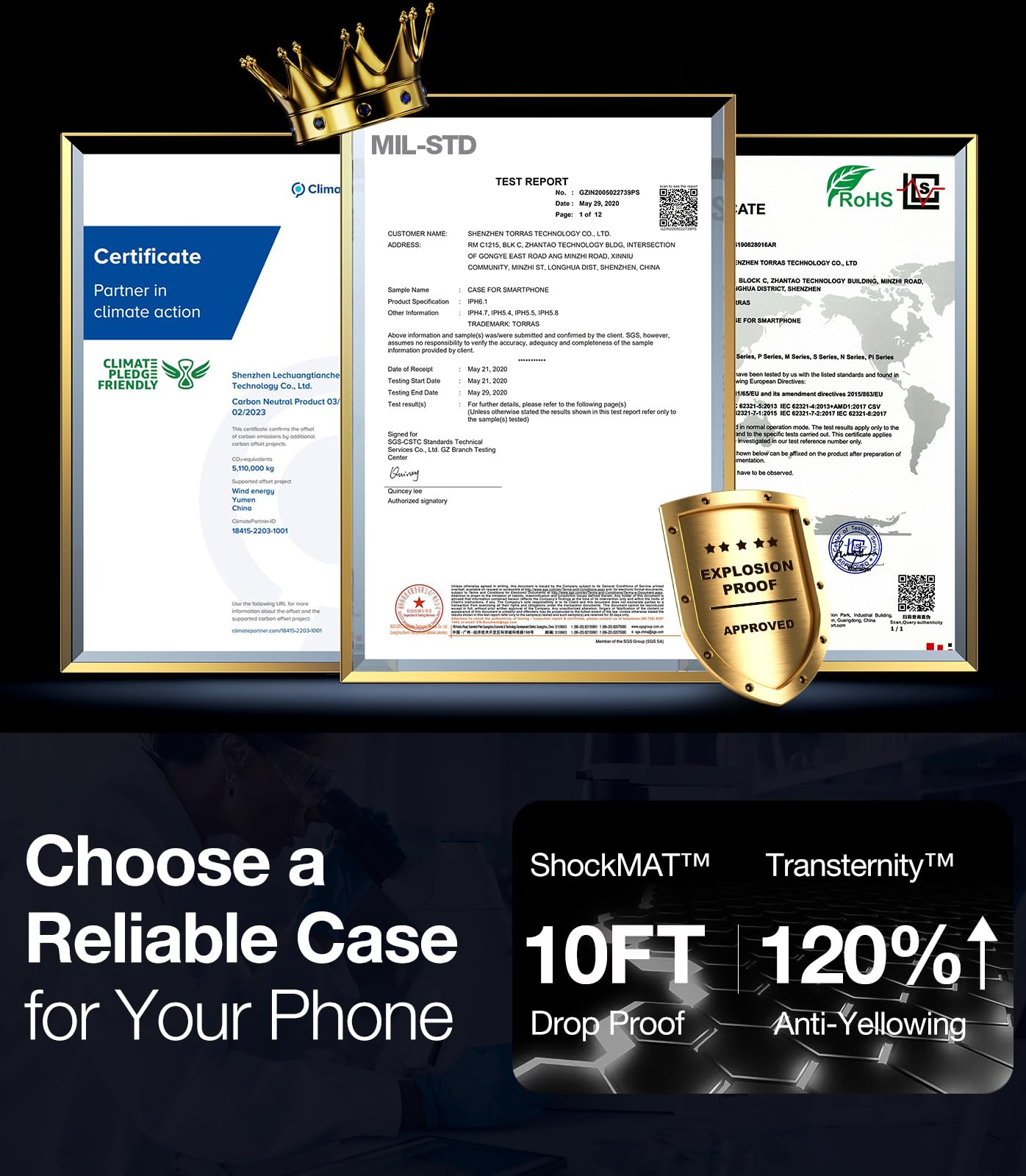 TORRAS Diamond Clear for iPhone 14 Pro Max Case, Anti-Yellowing, 12FTMil-Grade Drop Protection, Shockproof Slim Protective Hard Back Soft Bumper with Airbag for iPhone 14 ProMax Case, Crystal Clear - Image 7