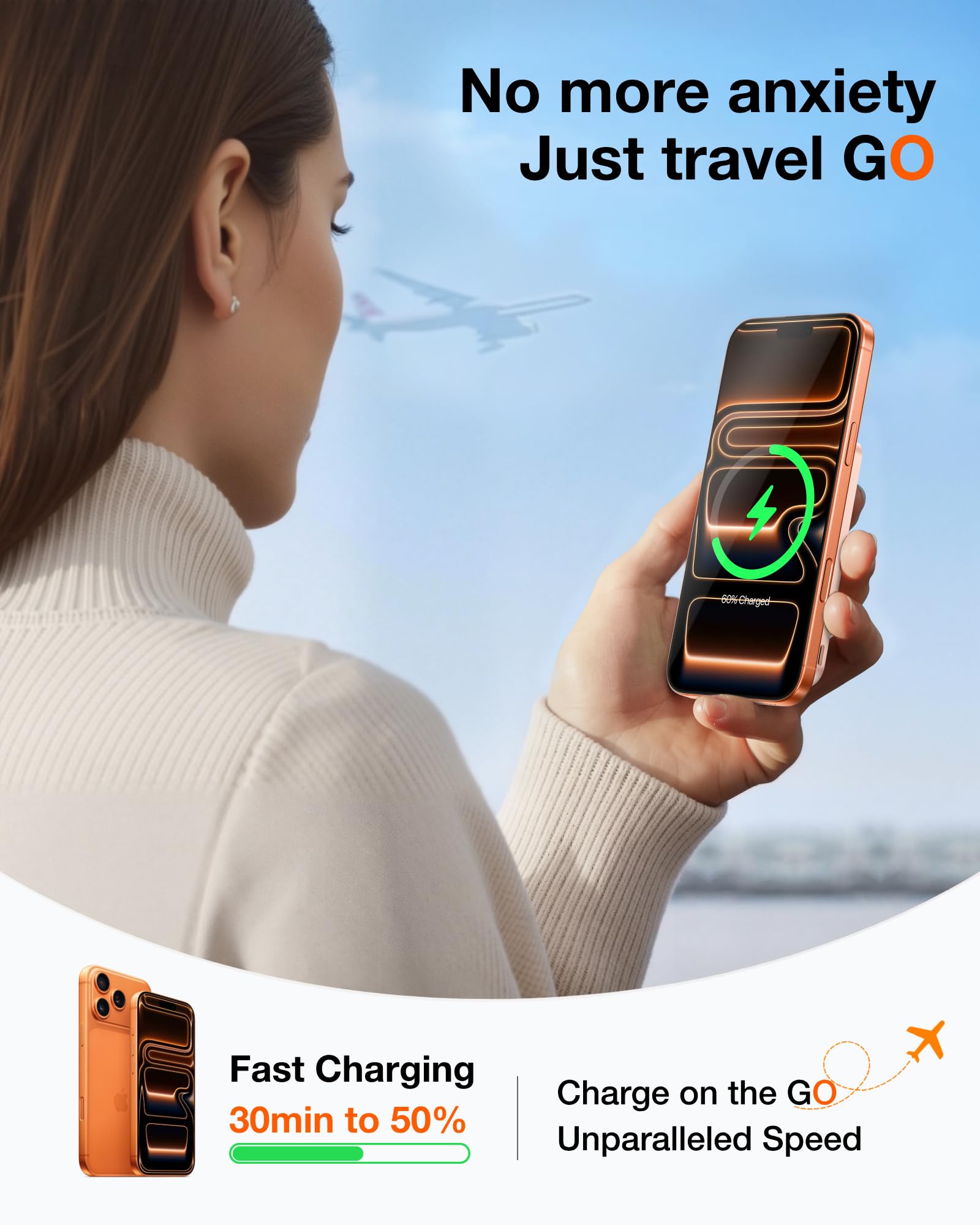 TORRAS EasyGo 10000mAh Magnetic Portable Charger Power Bank for iPhone, Fast Charging Travel Essential Wireless Battery Pack with Stand Compatible with Magsafe,17 Pro Max,Pro,16,15,14,13,12, Rose Gold - Image 3