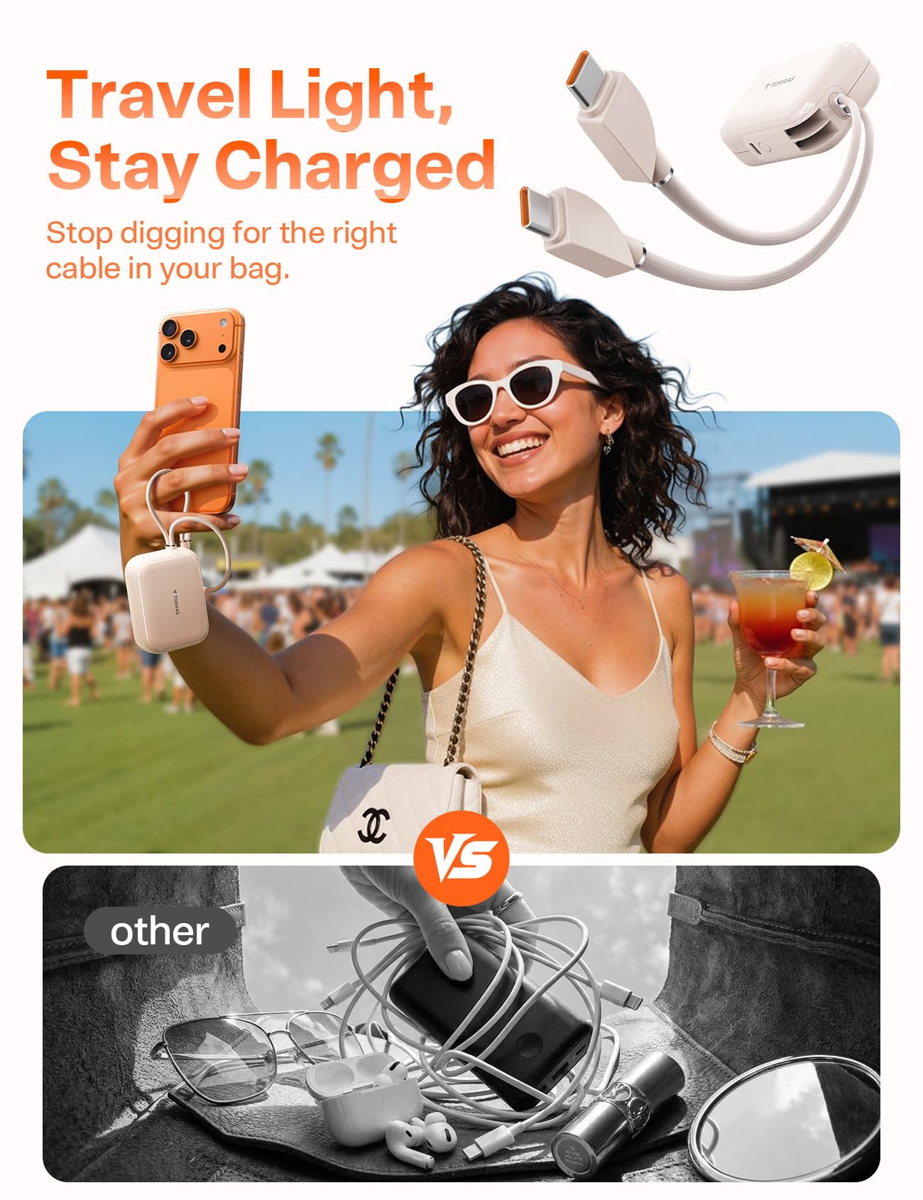 TORRAS EasyGo for iPhone 17 Portable Charger 10000mAh, 45W Ultra-Ice Fast Charging USB-C Power Bank with Dual Built-in Cables, Battery Pack Compatible with iPhone 17/16/15 Pro, Samsung S26 S26+ Ultra - Image 4