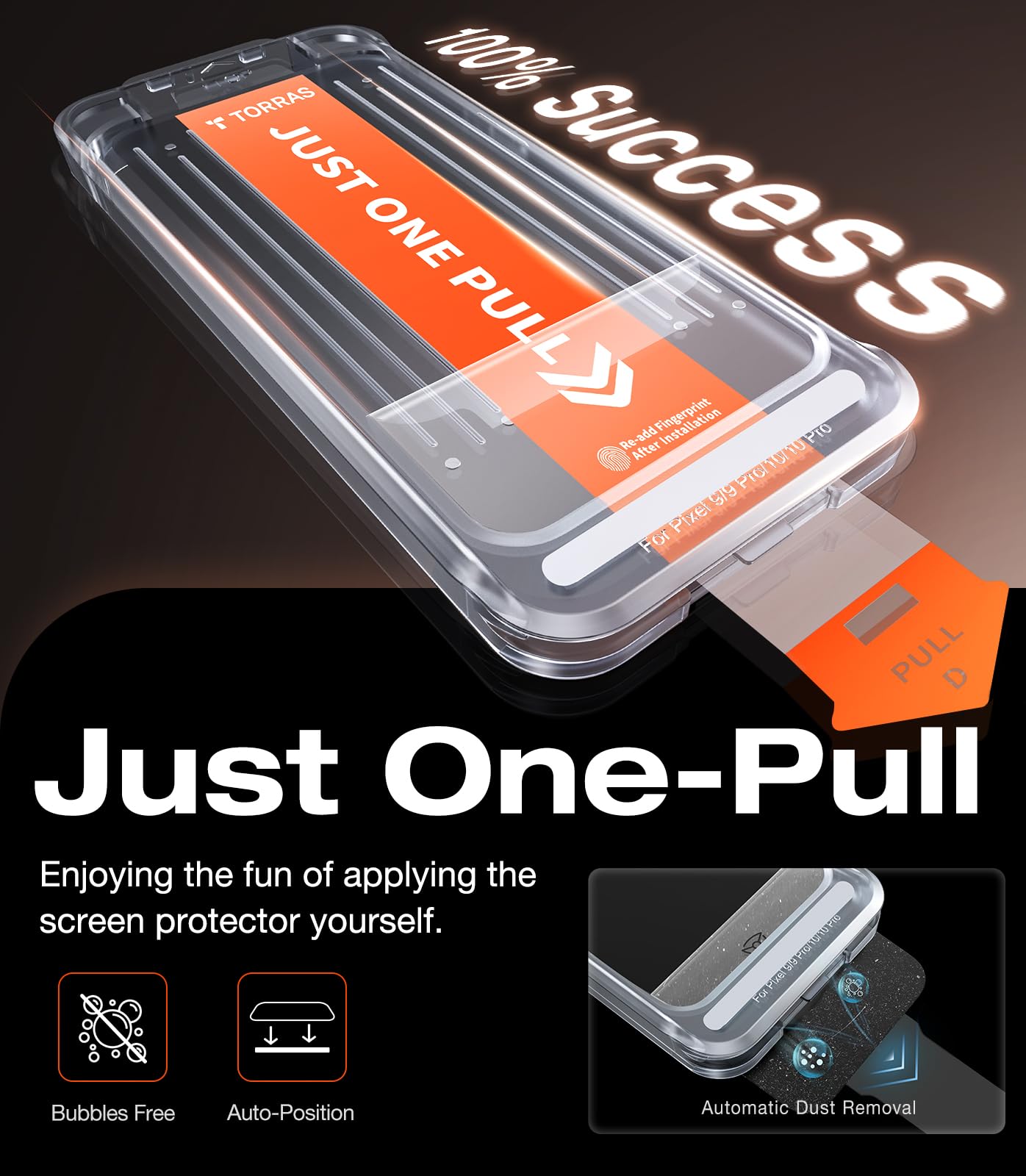 TORRAS for Google Pixel 10 Pro/Pixel 10 / Pixel 9 Pro / 9 Screen Protector [Military-Grade] [9H+ Tempered Glass] Screen Protector Pixel 10 Pro/Pixel 10 / Pixel 9 Pro/ 9 6.3" 2-Pack - Image 6