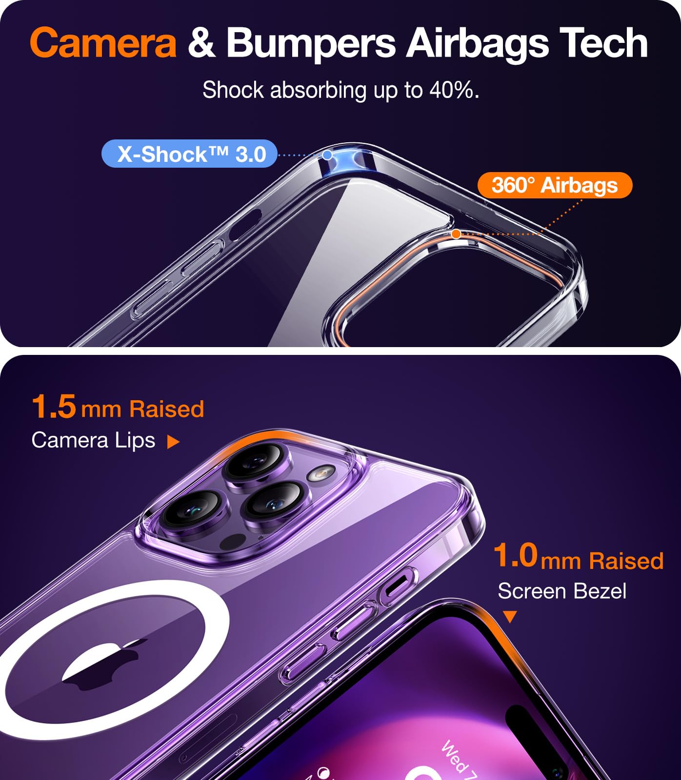 TORRAS for iPhone 14 Pro Max Case Diamond Clear | Strong Magnetic & Seamless Stand, Fit for MagSafe, Military-Grade Drop Protection, Sturdy Adjustable Built-in Kickstand, Slim Anti-Yellowing - Image 5