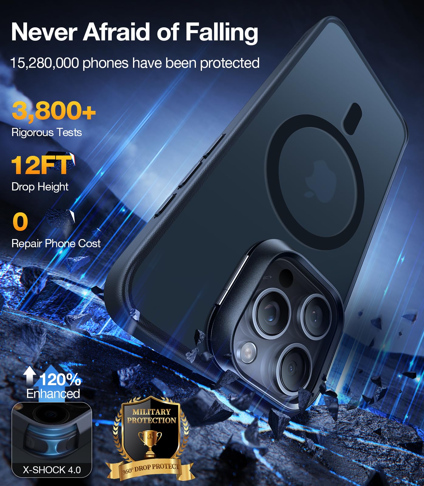 TORRAS for iPhone 15 Pro Max Case, Compatible with MagSafe, Military-Grade Shockproof, Build in Invisible Stand, Magnetic Translucent Slim Hard Back Soft Edge Anti-Scratch, Frost Black - Image 4