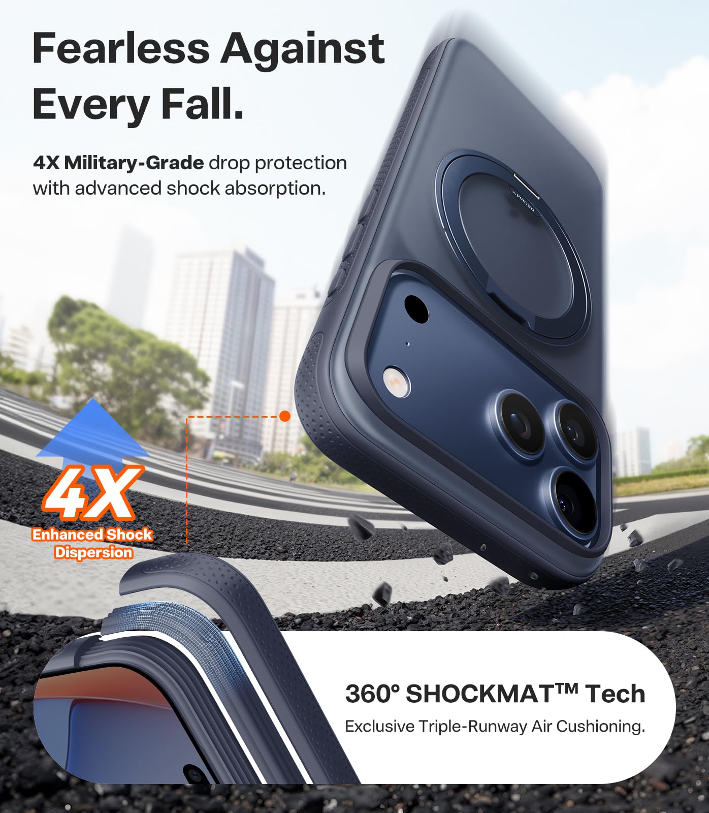 TORRAS for iPhone 17 Pro Max Case, 360 Magnetic Stand, [Fit for MagSafe] [4X Military-Grade Protection] Slim Case for iPhone 17 Pro Max phone case,6.9", Translucent Deep Blue, Ostand O3 Fitness Series - Image 7