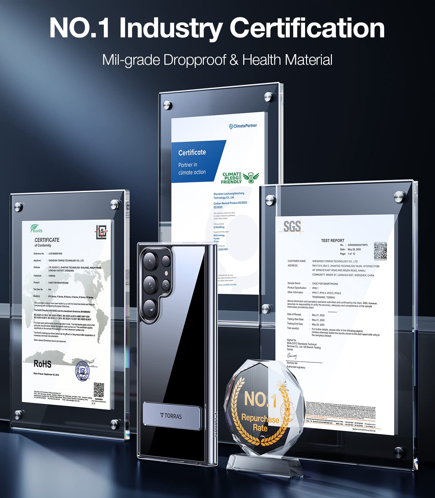 TORRAS for Samsung Galaxy S23 Ultra Case Clear with Kickstand Never Yellowing, [3-Way Built-in Kickstand] [10FT MIL-Grade Shockproof] Slim Clear Case for Samsung S23 Phone Ultra Case, Diamond Clear - Image 4