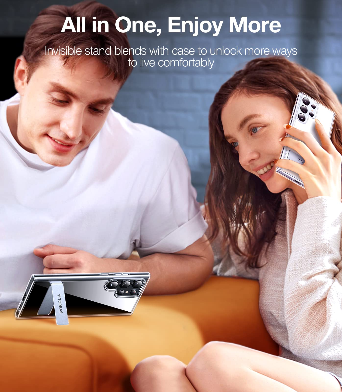 TORRAS for Samsung Galaxy S23 Ultra Case Clear with Kickstand Never Yellowing, [3-Way Built-in Kickstand] [10FT MIL-Grade Shockproof] Slim Clear Case for Samsung S23 Phone Ultra Case, Diamond Clear - Image 6