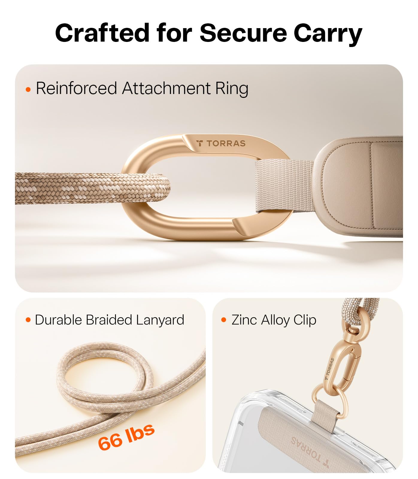 TORRAS Freedom Phone Lanyard Crossbody, Adjustable Lightweight Phone Strap with 2 Phone Tabs - Image 5