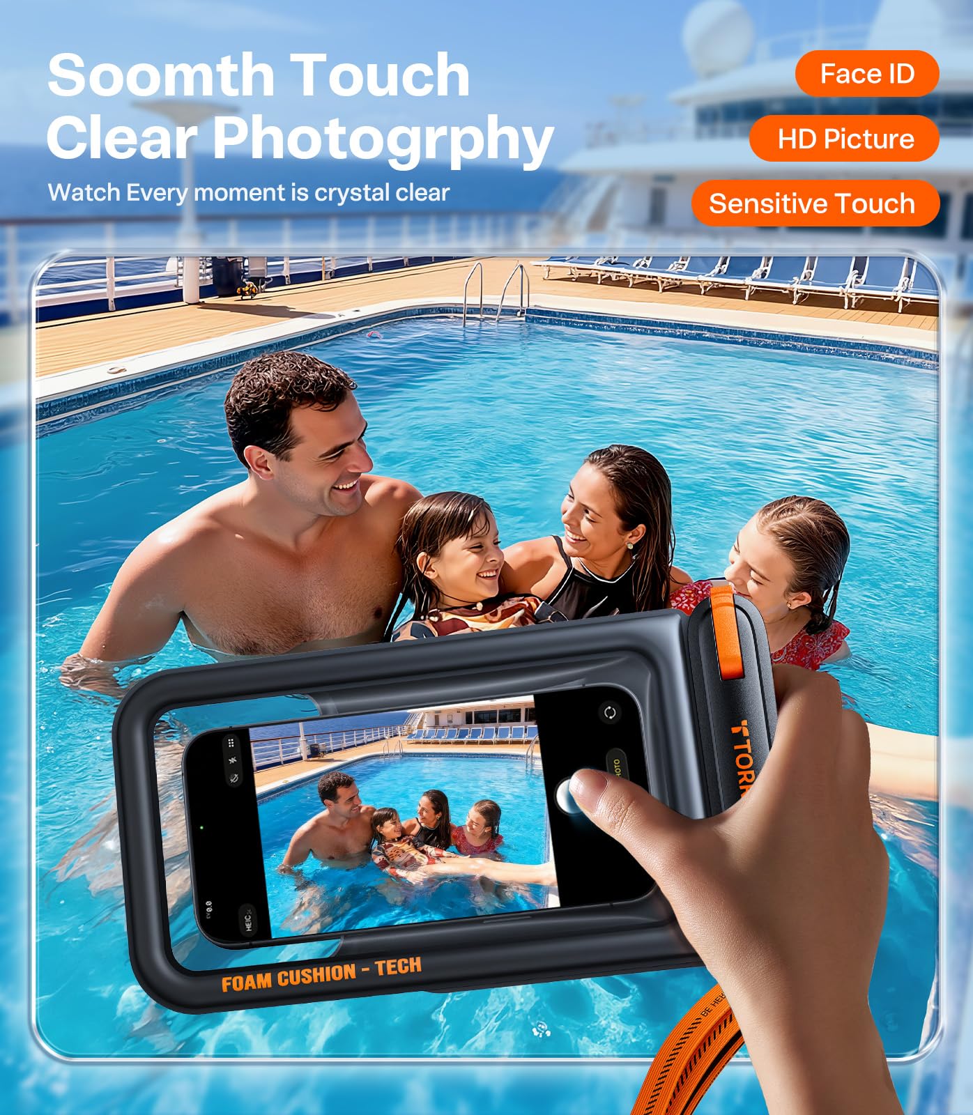 TORRAS IP68 Waterproof Phone Pouch Double Space, Floating Waterproof Phone Case with Lanyard for iPhone 17 Pro Max 16 15 14 S26 S25, Phone Dry Bag Vacation Cruise Ship Travel Essentials 7.0'', Black - Image 6