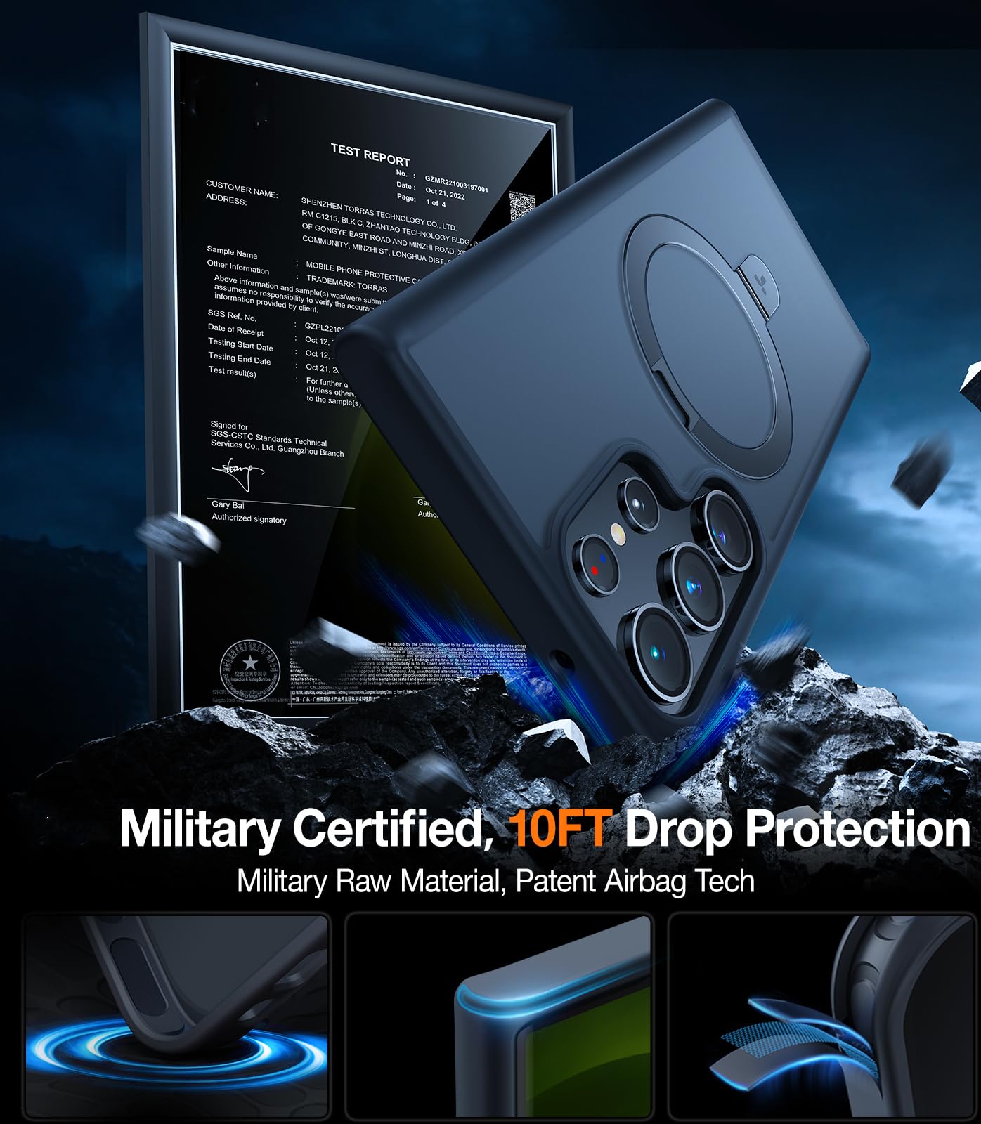 TORRAS Magnetic Designed for Samsung Galaxy S23 Ultra Case [Compatible with Magsafe] Stand, [Military Grade Drop Tested] Shockproof Translucent Slim Protective Ostand, Black - Image 4