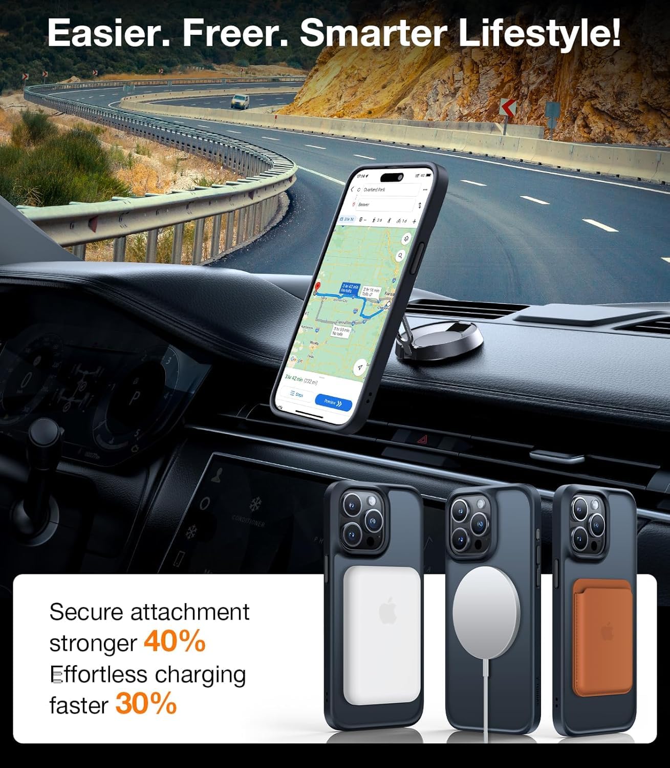 TORRAS Magnetic Guardian Designed for iPhone 14 Pro Max Case [Military Grade Drop Tested] [Compatible with MagSafe] Slim Translucent Matte Case for iPhone 14 Pro Max Phone Case 6.7", Mystic Black - Image 4