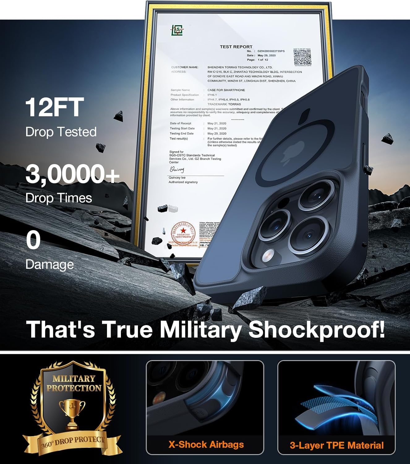 TORRAS Magnetic Guardian Designed for iPhone 14 Pro Max Case [Military Grade Drop Tested] [Compatible with MagSafe] Slim Translucent Matte Case for iPhone 14 Pro Max Phone Case 6.7", Mystic Black - Image 5