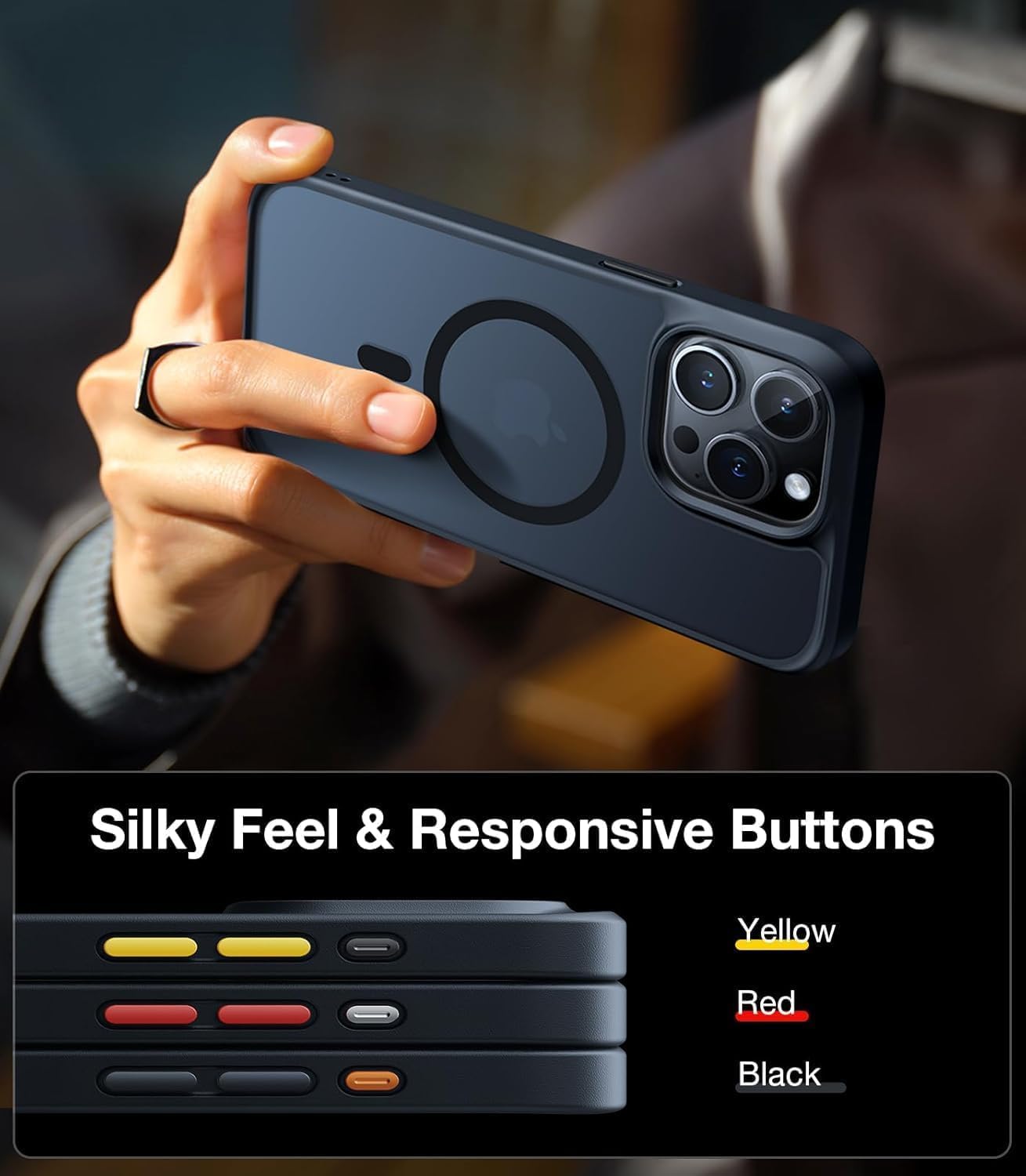 TORRAS Magnetic Guardian Designed for iPhone 14 Pro Max Case [Military Grade Drop Tested] [Compatible with MagSafe] Slim Translucent Matte Case for iPhone 14 Pro Max Phone Case 6.7", Mystic Black - Image 7