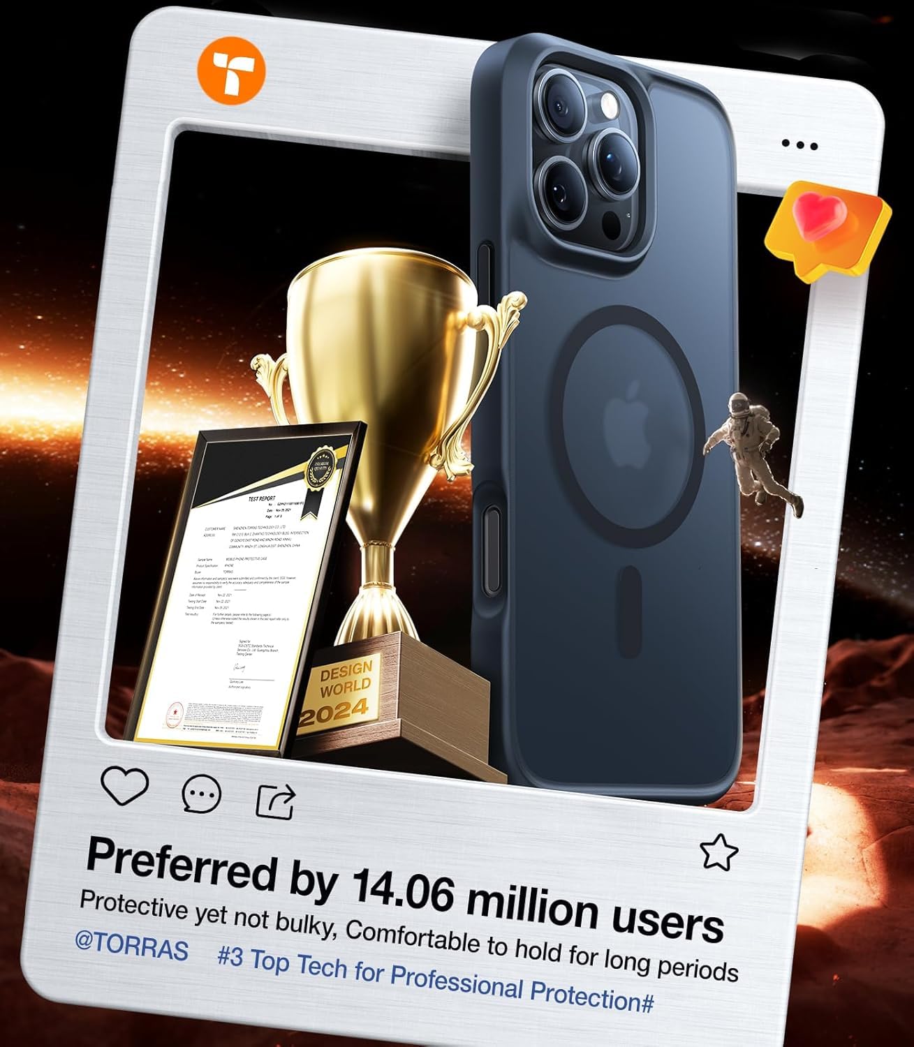 TORRAS Magnetic Guardian Designed for iPhone 14 Pro Max Case [Military Grade Drop Tested] [Compatible with MagSafe] Slim Translucent Matte Case for iPhone 14 Pro Max Phone Case 6.7", Mystic Black - Image 8