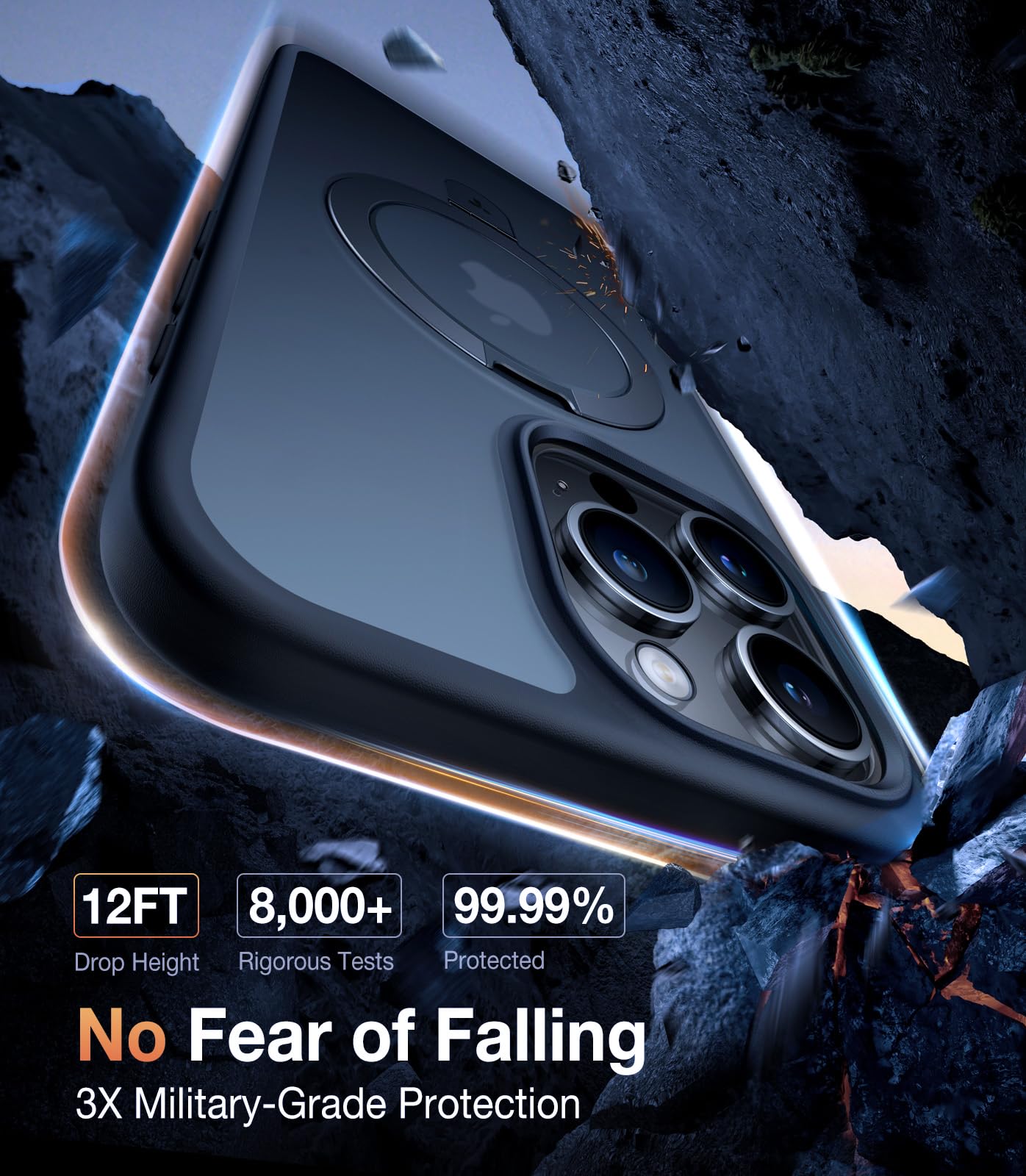 TORRAS Magnetic Ostand for iPhone 16 Pro Max Case, [Fit for MagSafe][Shockproof Military Grade][Built in Kickstand] Translucent Slim Magnetic Phone Case for iPhone 16 Pro Max 6.9", Black - Image 4