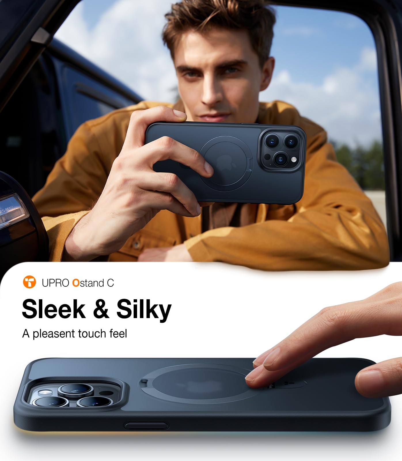 TORRAS Magnetic Ostand for iPhone 16 Pro Max Case, [Fit for MagSafe][Shockproof Military Grade][Built in Kickstand] Translucent Slim Magnetic Phone Case for iPhone 16 Pro Max 6.9", Black - Image 5