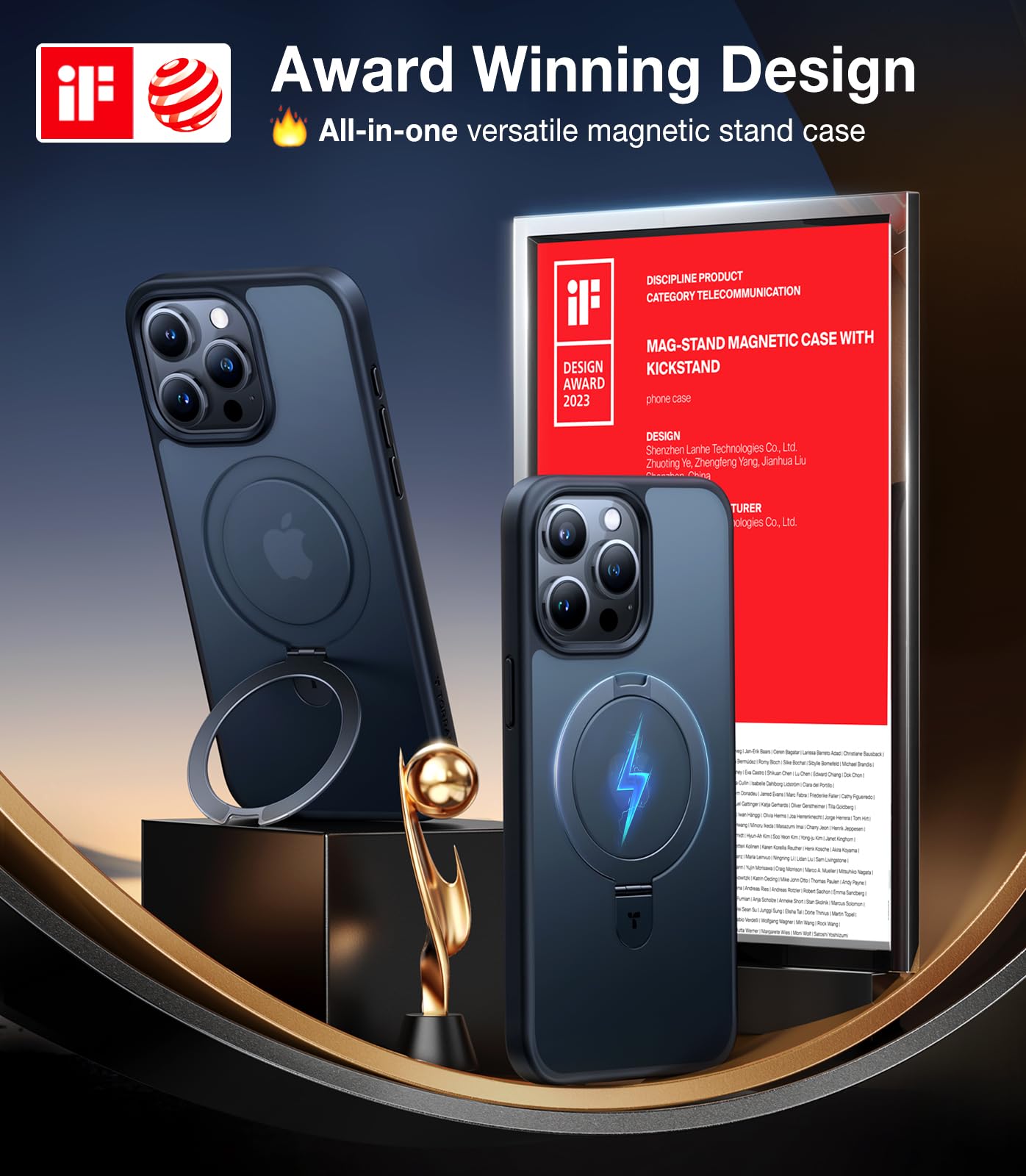 TORRAS Magnetic Ostand for iPhone 16 Pro Max Case, [Fit for MagSafe][Shockproof Military Grade][Built in Kickstand] Translucent Slim Magnetic Phone Case for iPhone 16 Pro Max 6.9", Black - Image 6