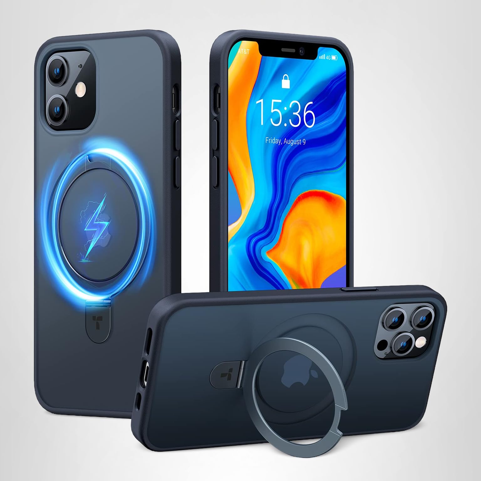 TORRAS Magnetic Ostand for iPhone 16 Pro Max Case, [Fit for MagSafe][Shockproof Military Grade][Built in Kickstand] Translucent Slim Magnetic Phone Case for iPhone 16 Pro Max 6.9", Black - Image 9