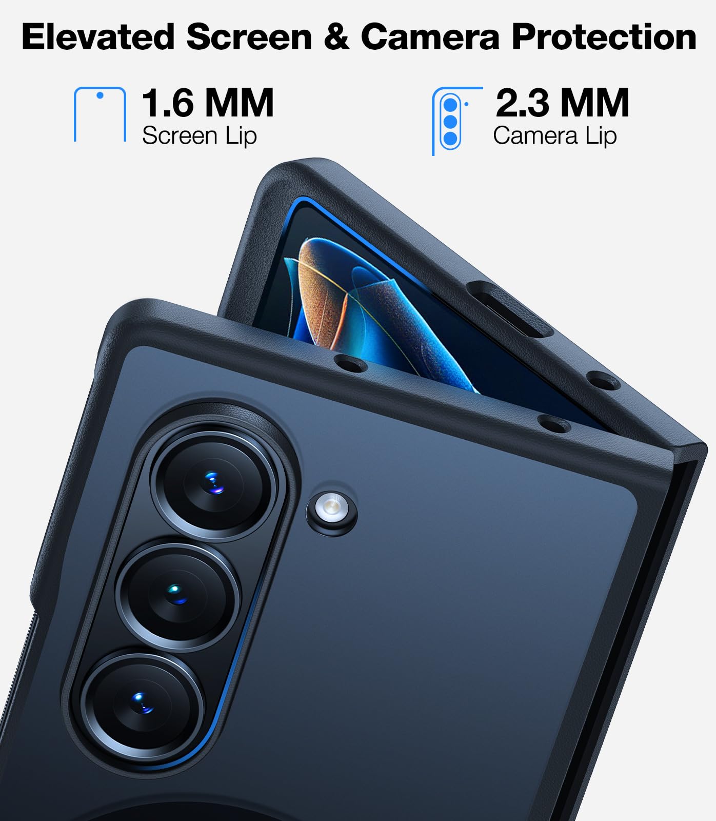 TORRAS Magnetic Shockproof Designed for Samsung Galaxy Z Fold 6 Case, [Compatible with Magsafe] [Military Grade Drop Tested] Translucent Hard Back Slim Phone Case for Samsung Z Fold 6 Case, Black - Image 5