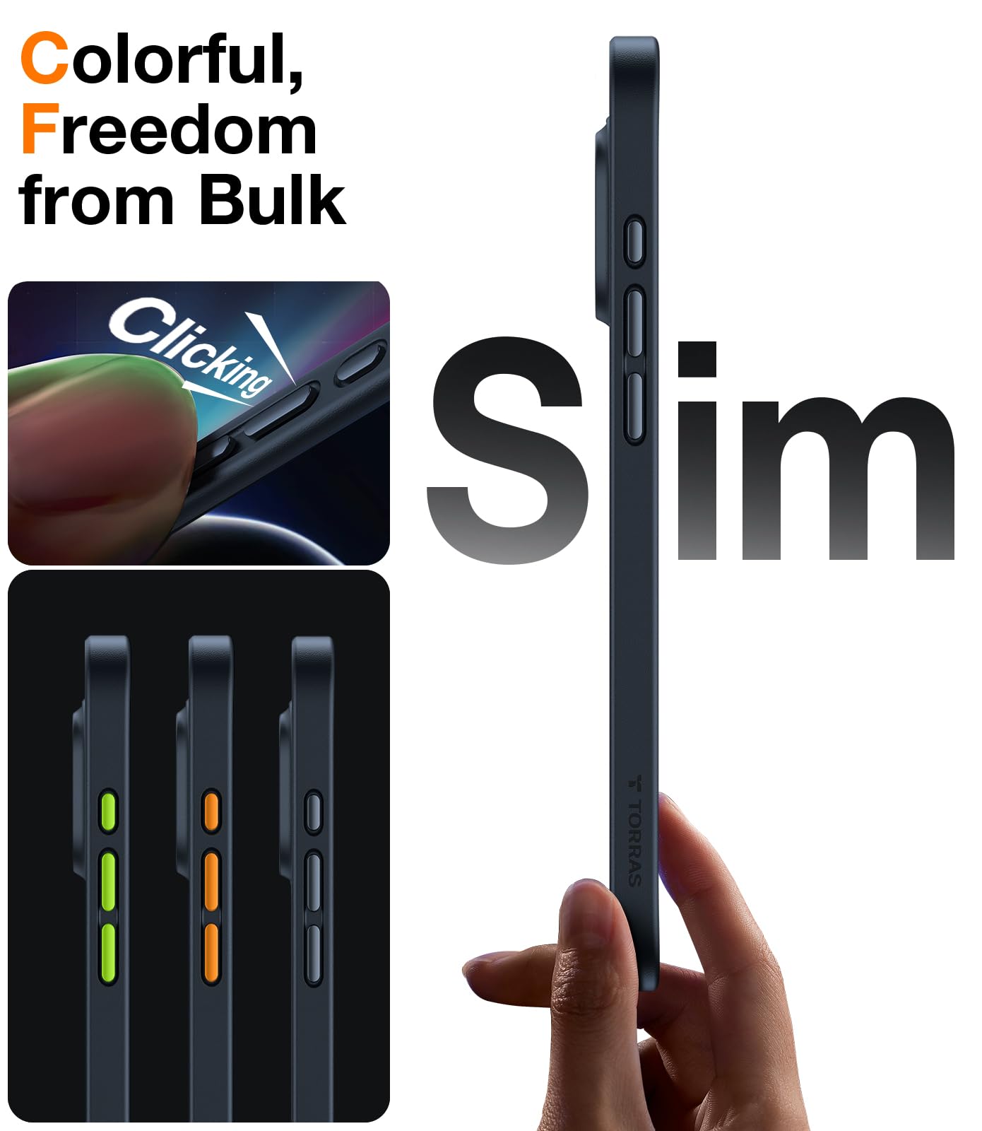 TORRAS Magnetic Shockproof for Google Pixel 10 Pro XL Case, Strong Magnet fit for MagSafe, 12FT Mil-Grade Protection, Slim Translucent Matte Case for Pixel 10 Pro XL with Multi-Color Buttons, Black - Image 3