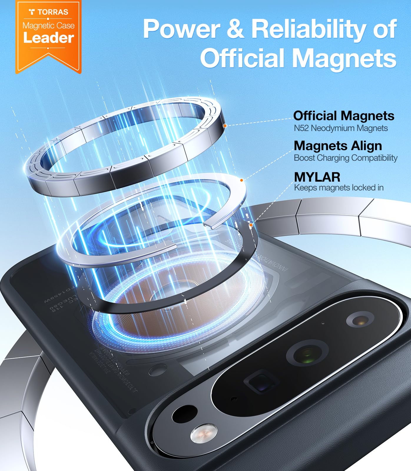 TORRAS Magnetic Shockproof for Google Pixel 10 Pro XL Case, Strong Magnet fit for MagSafe, 12FT Mil-Grade Protection, Slim Translucent Matte Case for Pixel 10 Pro XL with Multi-Color Buttons, Black - Image 4