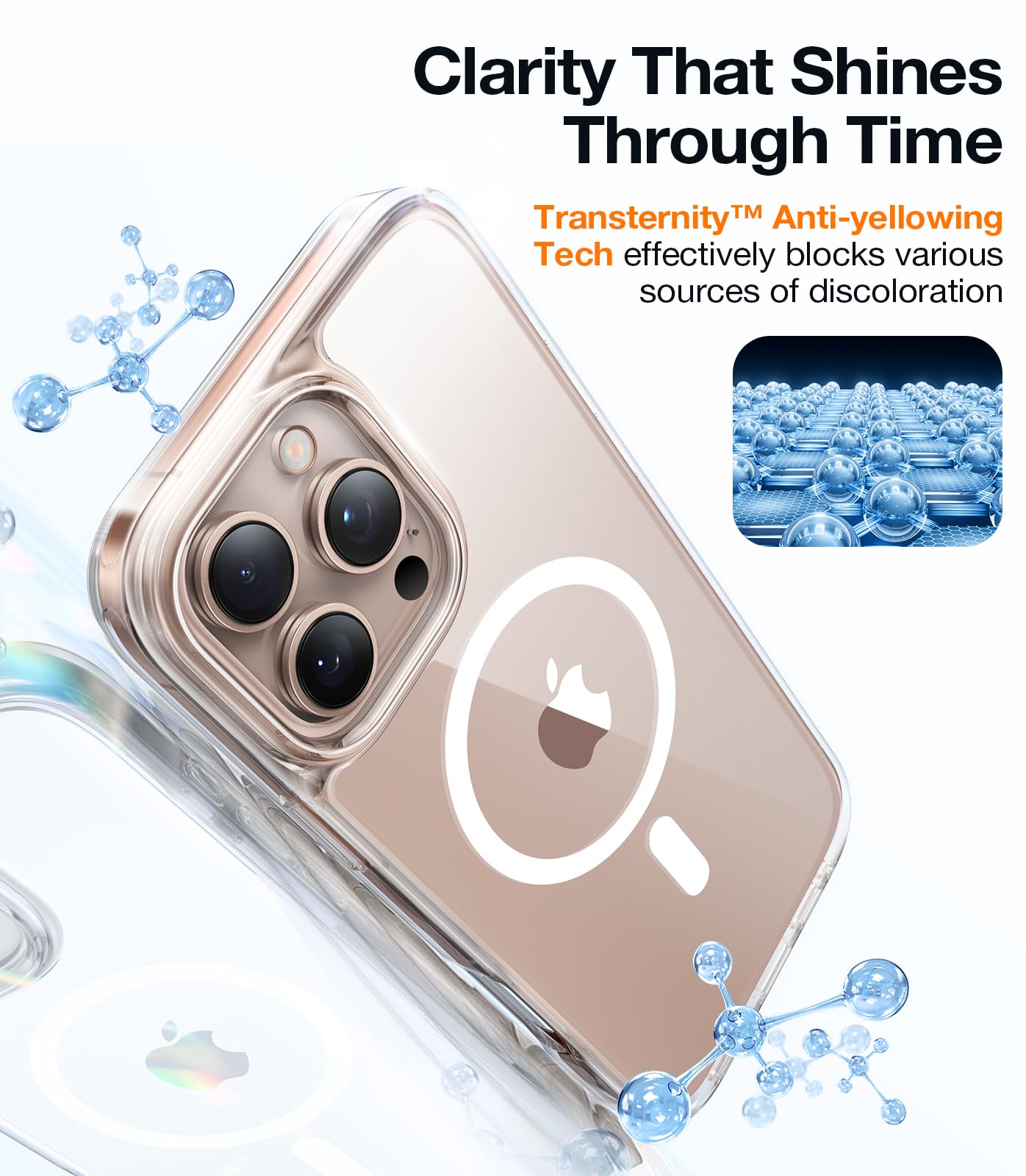 TORRAS Magnetic Shockproof for iPhone 16 Pro Max Case, [4X Military-Grade Protection] [Compatible with MagSafe] Translucent Case for iPhone 16 Pro Max Anti-Scratch Guardian 6.9", Clear - Image 3