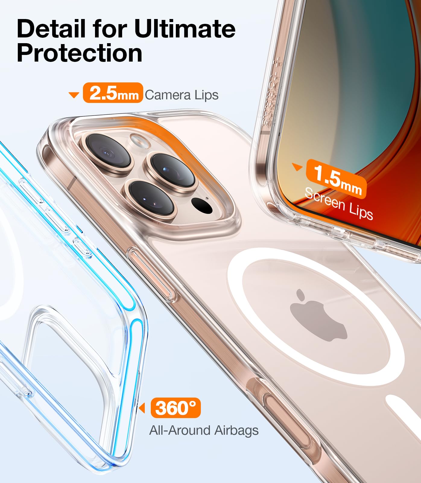 TORRAS Magnetic Shockproof for iPhone 16 Pro Max Case, [4X Military-Grade Protection] [Compatible with MagSafe] Translucent Case for iPhone 16 Pro Max Anti-Scratch Guardian 6.9", Clear - Image 5
