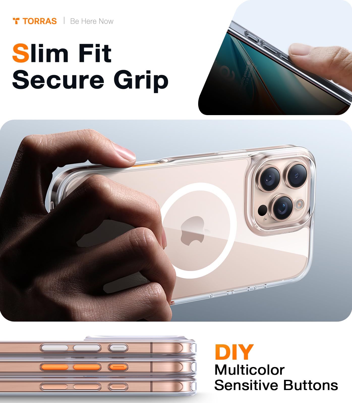 TORRAS Magnetic Shockproof for iPhone 16 Pro Max Case, [4X Military-Grade Protection] [Compatible with MagSafe] Translucent Case for iPhone 16 Pro Max Anti-Scratch Guardian 6.9", Clear - Image 6