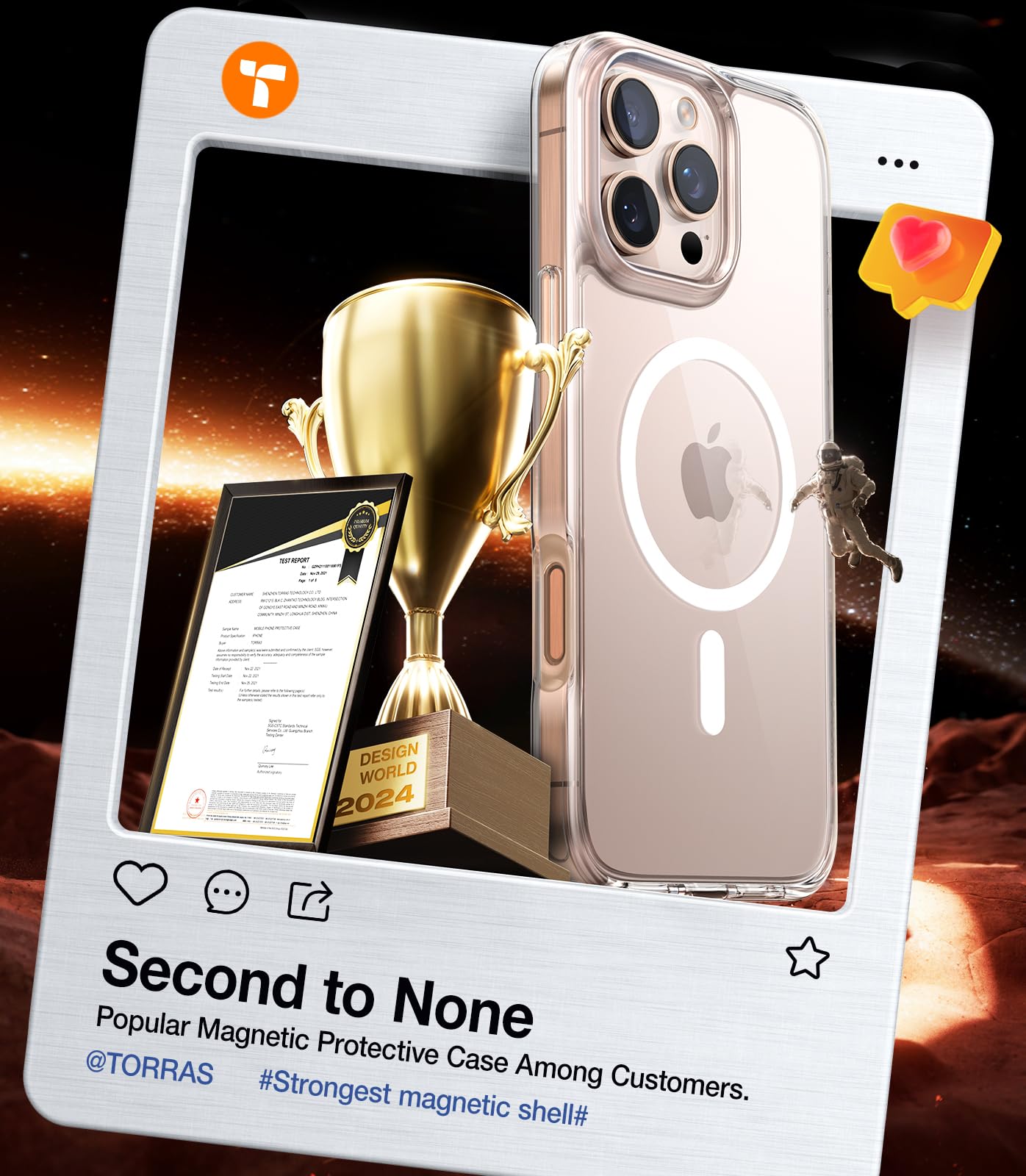 TORRAS Magnetic Shockproof for iPhone 16 Pro Max Case, [4X Military-Grade Protection] [Compatible with MagSafe] Translucent Case for iPhone 16 Pro Max Anti-Scratch Guardian 6.9", Clear - Image 7