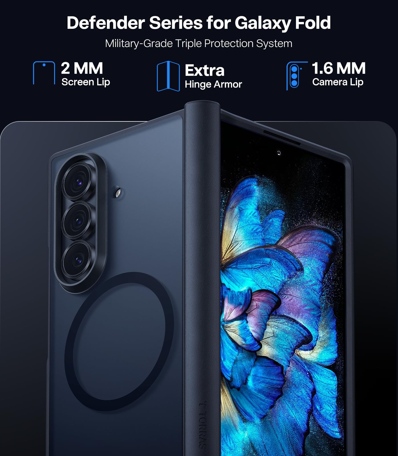 TORRAS Magnetic Shockproof for Samsung Galaxy Z Fold 7 Case with S Pen Holder & Screen Protector, Fit for MagSafe, Mil-Grade Hinge Protection, Translucent Slim Case for Samsung Z Fold 7, Black - Image 5