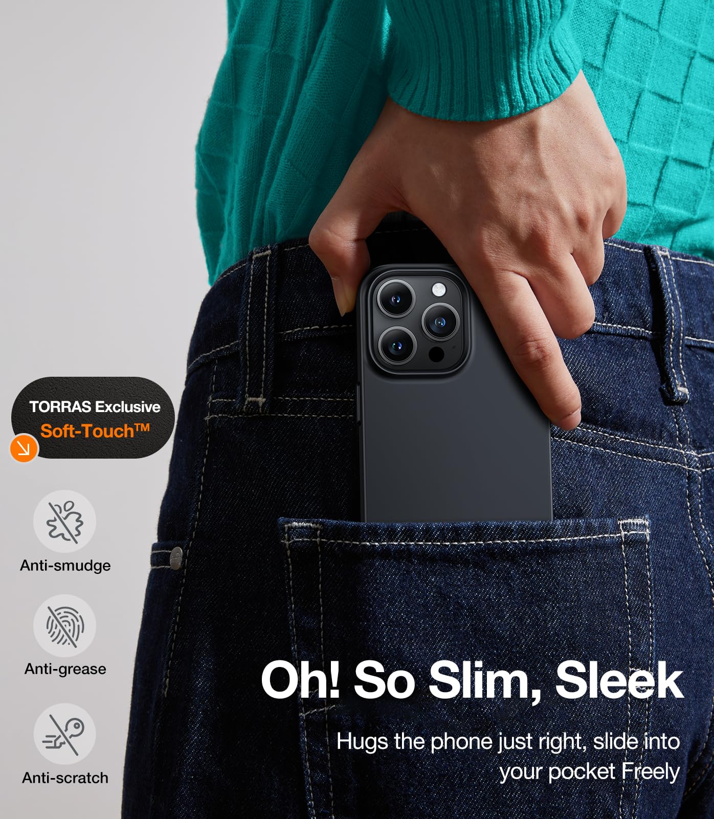 TORRAS Magnetic Slim-Fit for iPhone 15 Pro Max Case, Ultra-Thin 15 ProMax Phone Case Compatible with MagSafe, Lightweight Anti-Scratch Matte Hard iPhone 15 ProMax Case 6.7 inch OriginFit, Black - Image 5