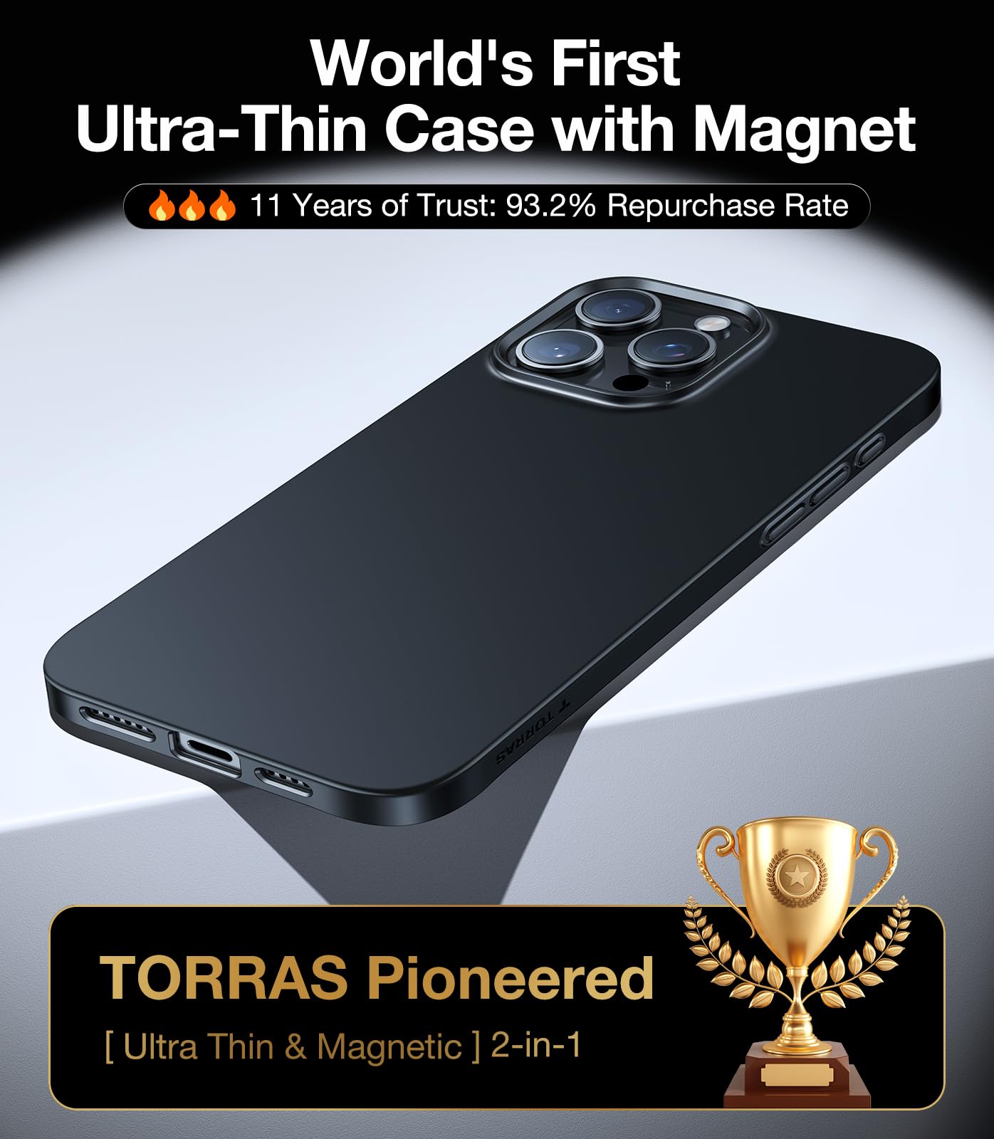 TORRAS Magnetic Slim Fit for iPhone 16 Pro Case, 6.3 inch, Ultra-Thin Case Compatible with MagSafe, Lightweight Matte Anti-Scratch Hard PC Cover Phone Case for iPhone 16 Pro OriginFit, Black - Image 5